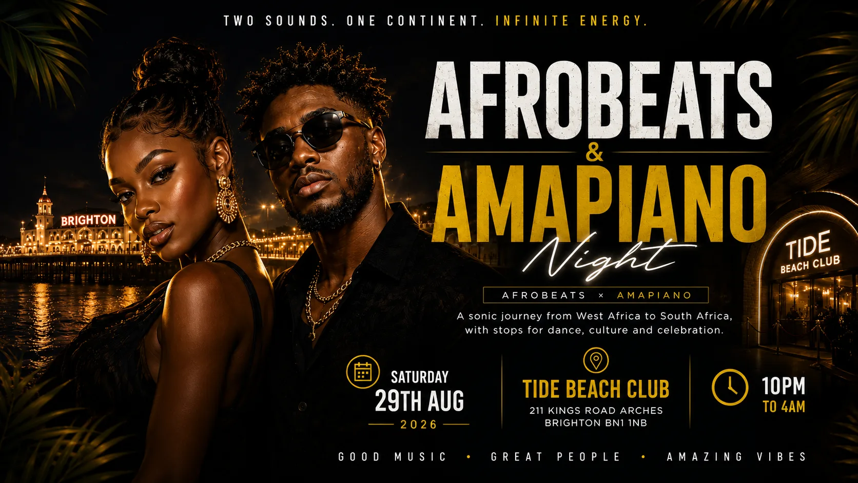 🎉 AFROBEATS & AMAPIANO 🎉 SAT 29TH AUG @ TIDE BEACHCLUB