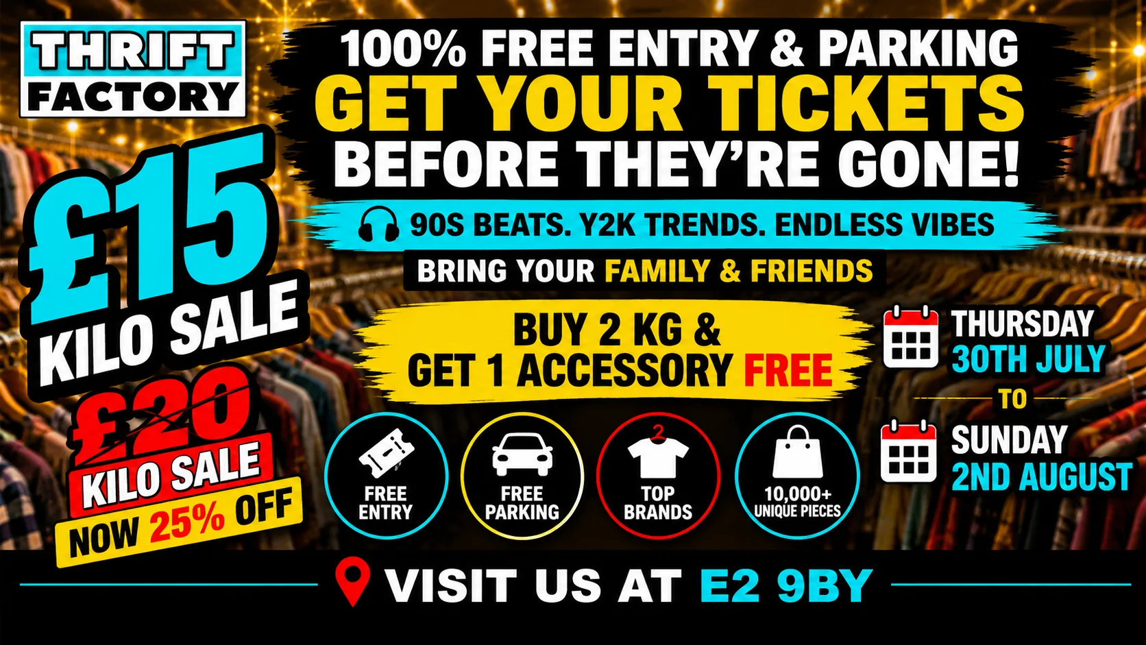 Thrift Factory London Vintage Kilo Sale £15/kg | Y2K & 90s Fashion Pop-Up