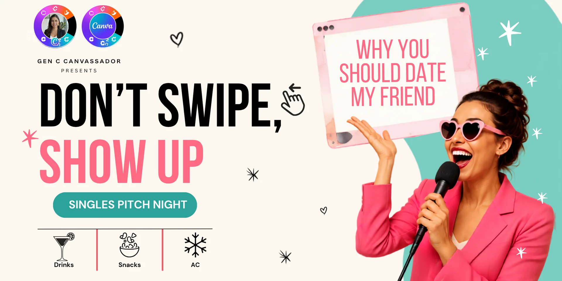 Don't Swipe, Show Up 💘 — Canva Singles Pitch Night