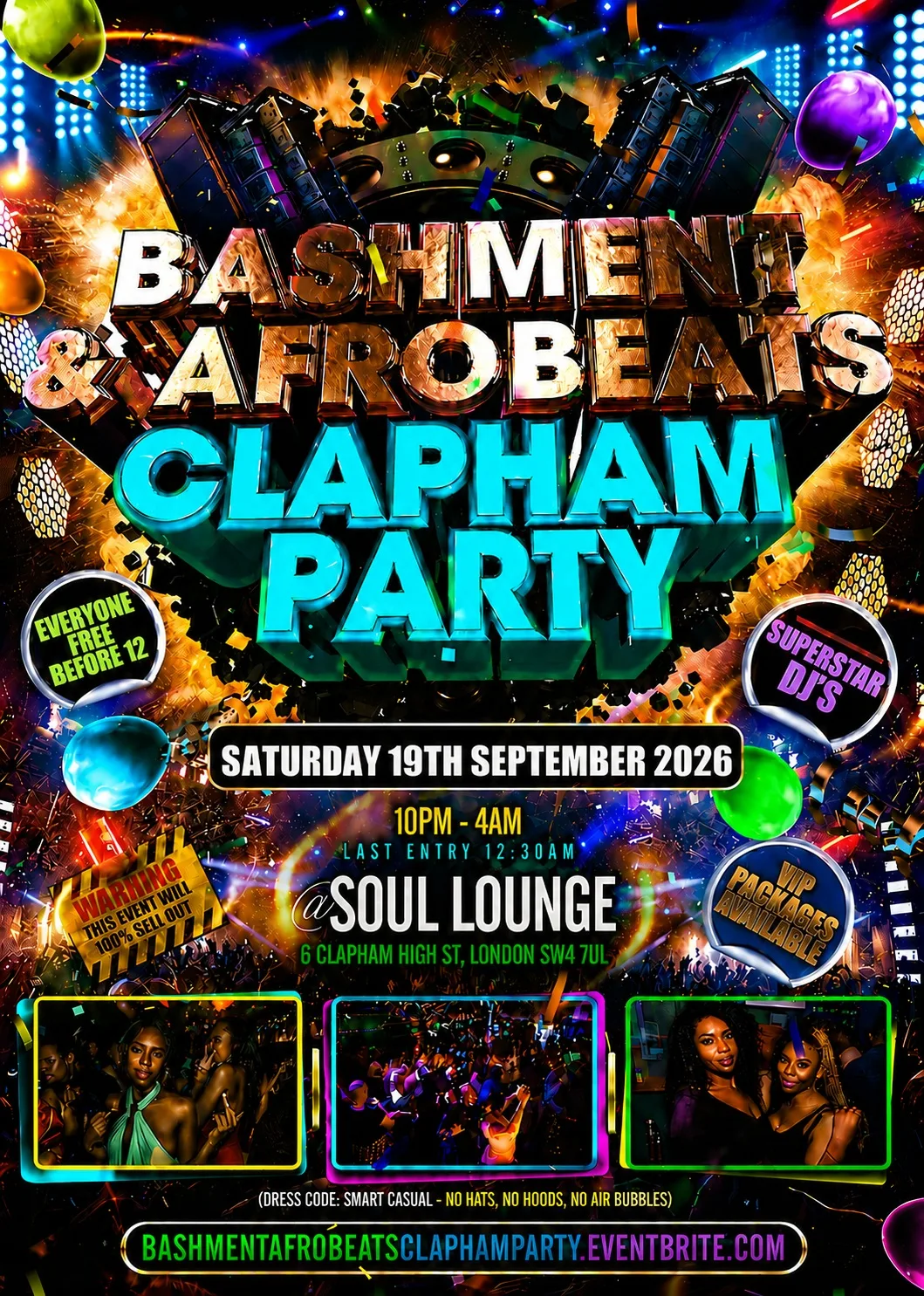 Bashment & Afrobeats Clapham Party - Everyone Free Before 12AM