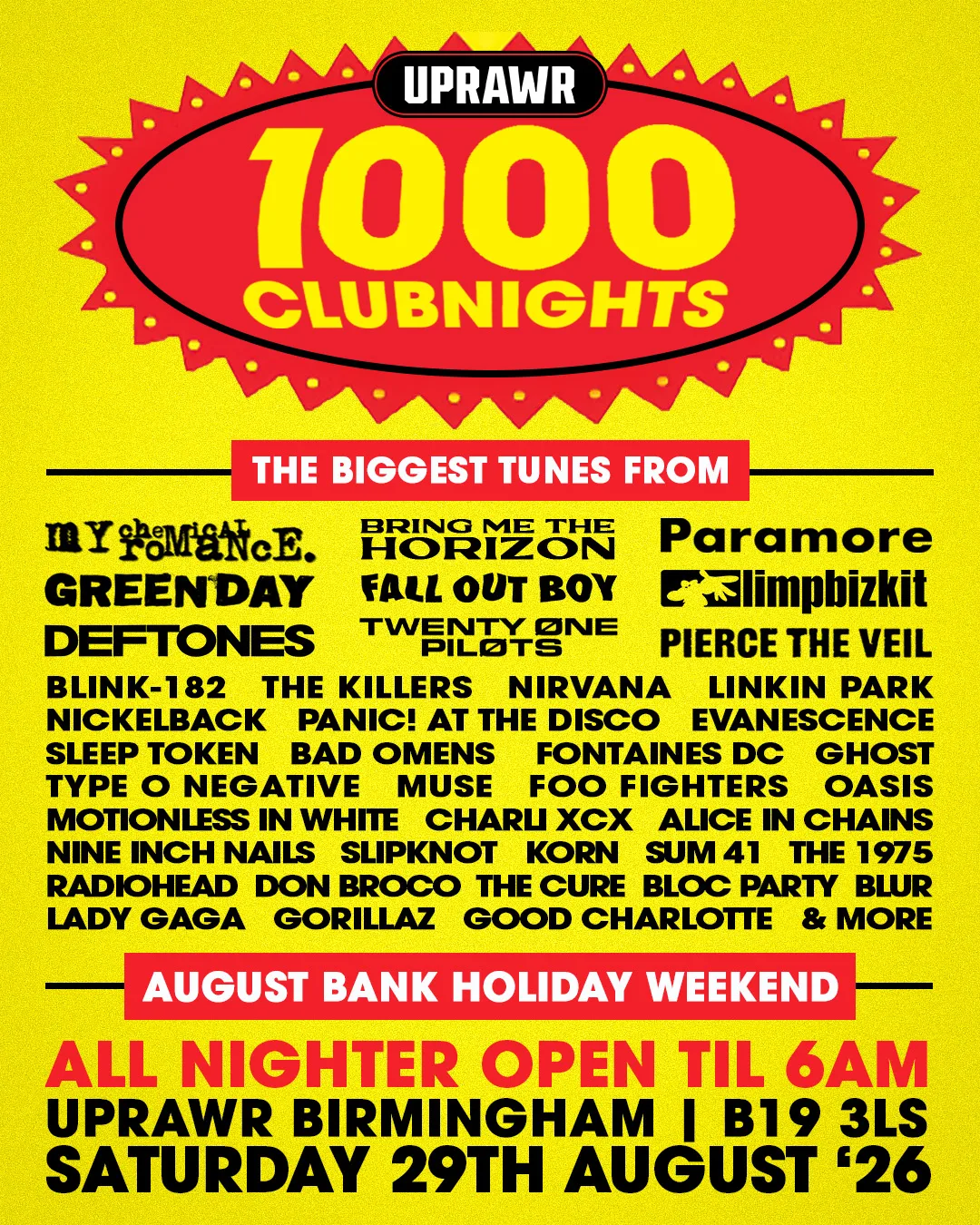 UPRAWR 1000 Clubnights: August Bank Holiday Weekend All Nighter