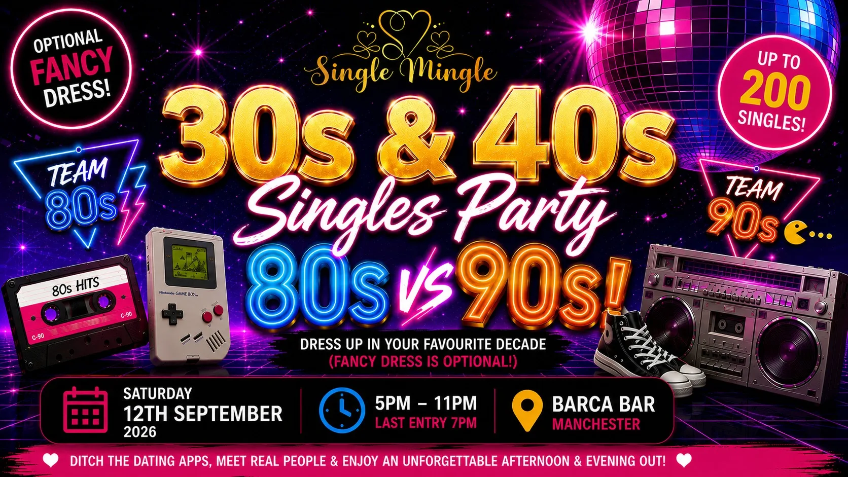 🕺 30s & 40s Singles Party | 80s vs 90s! | Manchester @ Barca Bar | Up To 200 Singles! at Barça - Canal-side Bar, Castlefield - Manchester