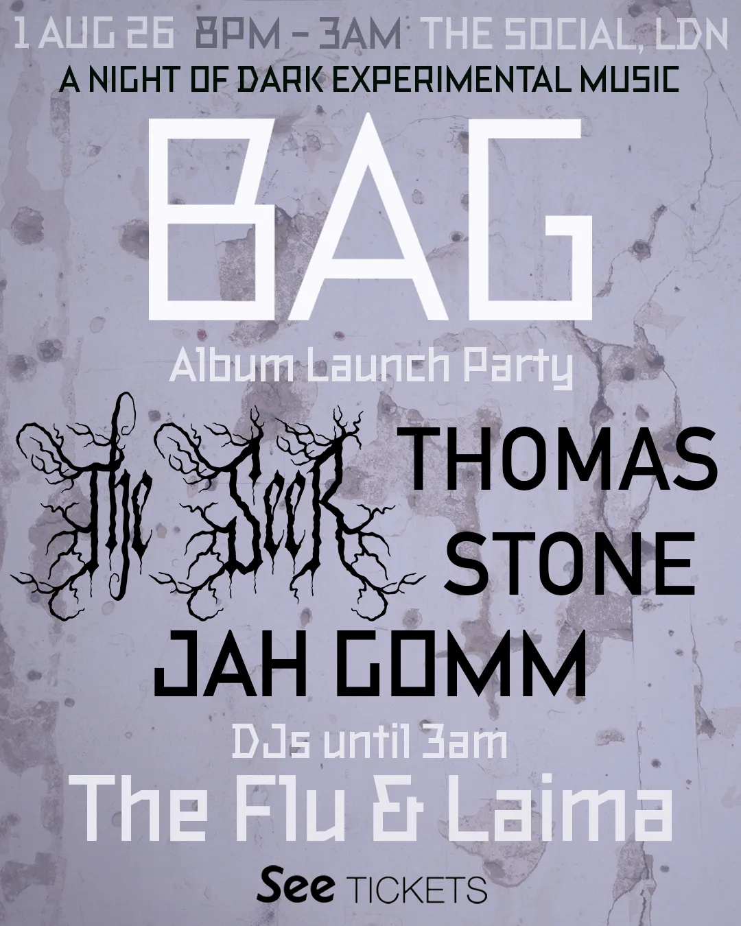 BAG Album Launch Party with The Seer, Thomas Stone & JAH GOMM