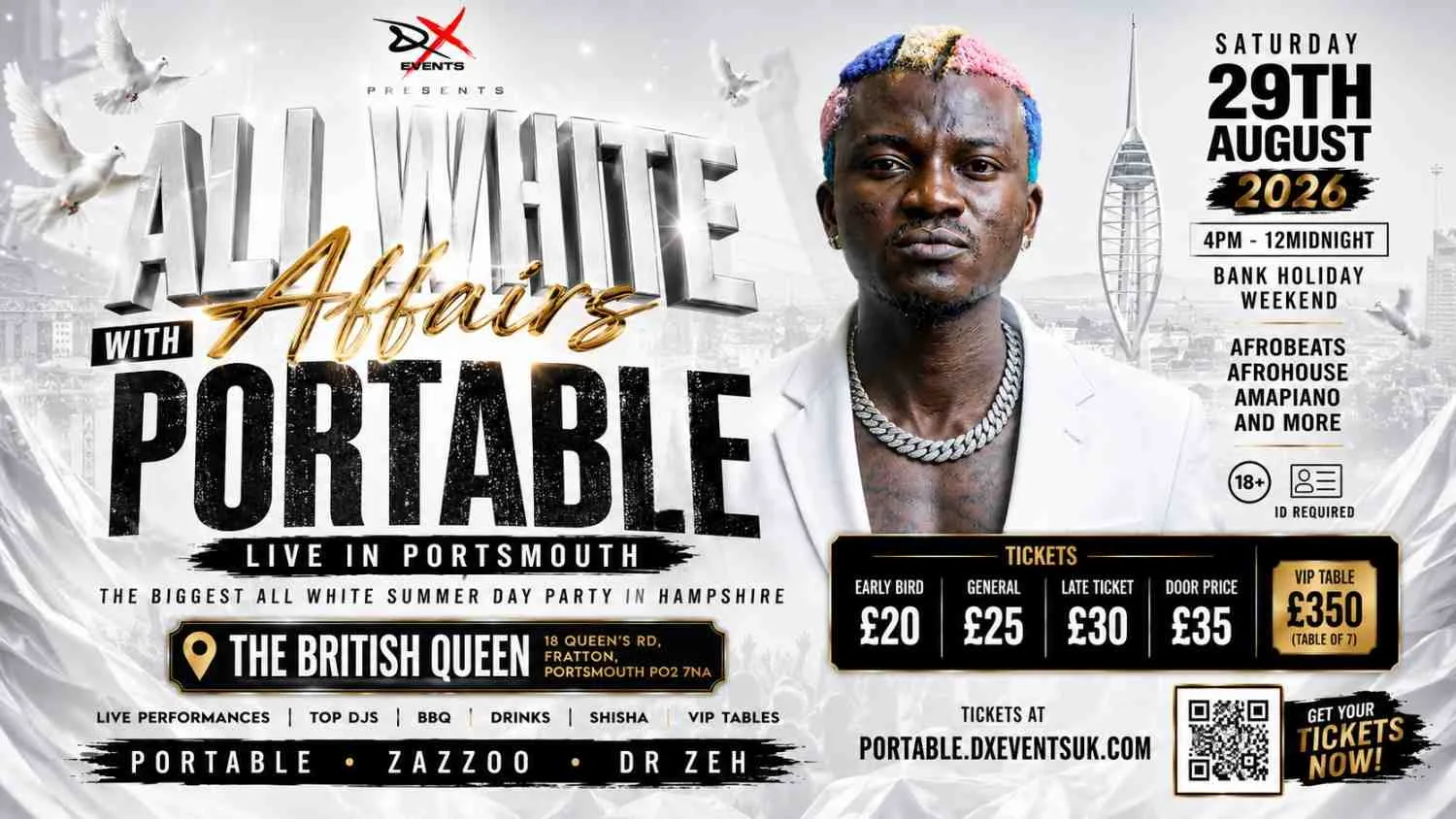 ⚪️ ALL WHITE AFFAIRS WITH PORTABLE – LIVE IN PORTSMOUTH