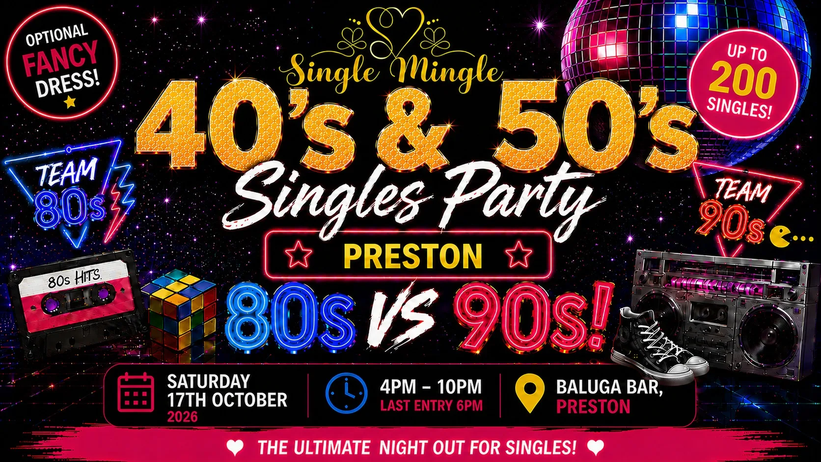 🕺 40s & 50s Singles Party | 80s vs 90s! | Preston @ Baluga Bar | Up To 200 Singles! at Baluga Bar & Club
