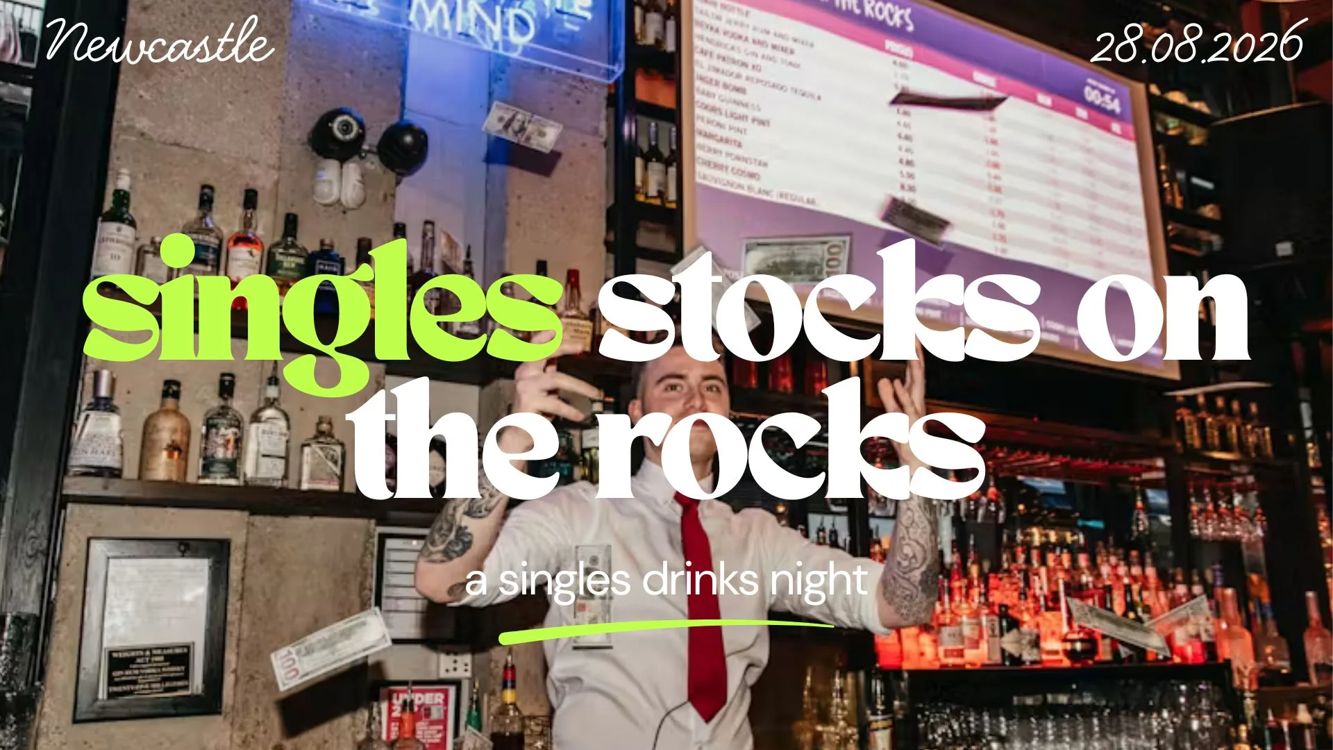 STOCKS ON THE ROCKS SINGLES NIGHT | NEWCASTLE, MANAHATTA | FRIDAY 28TH AUGUST at Manahatta