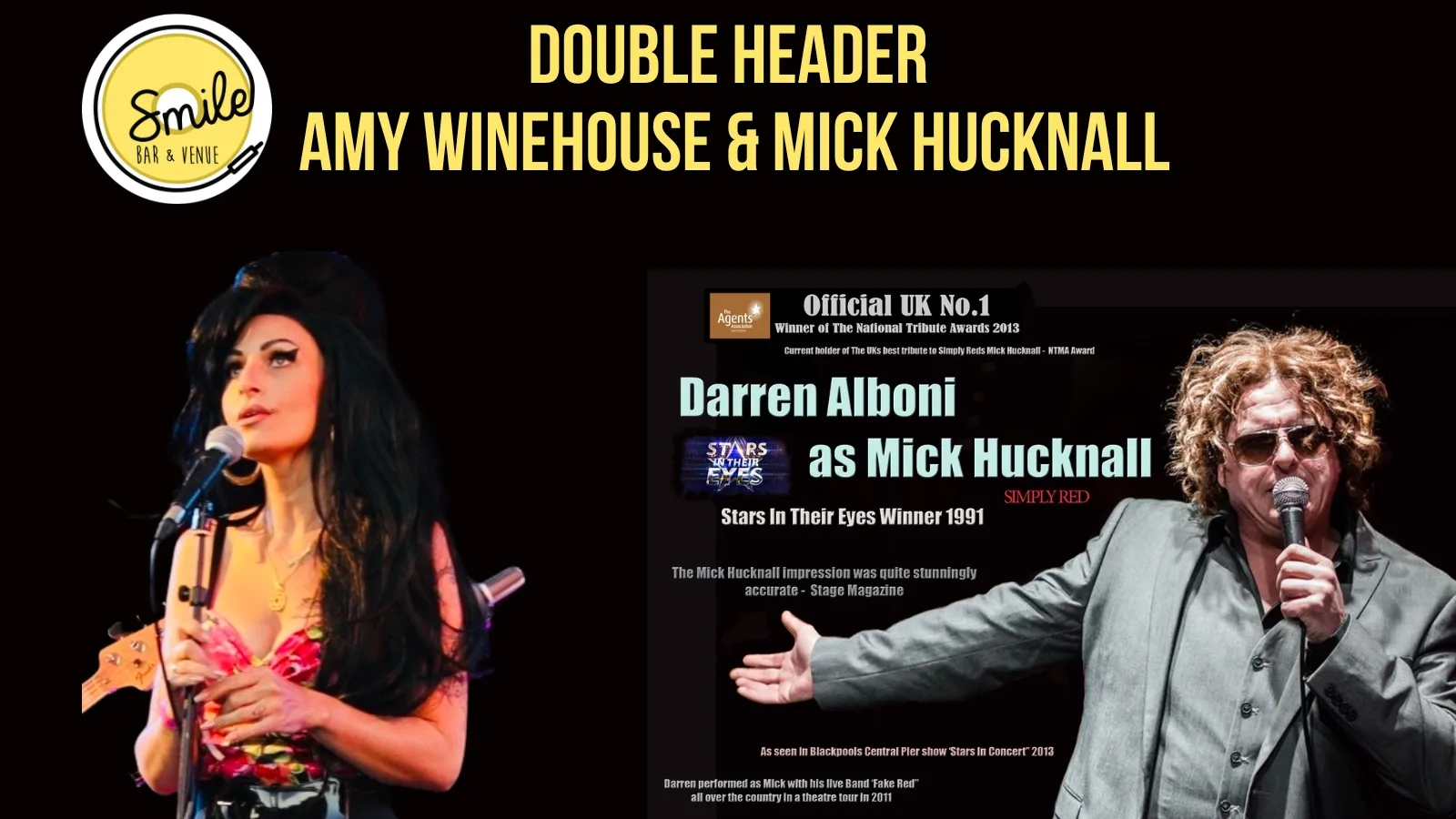 DOUBLE HEADER A TRIBUTE TO AMY WINEHOUSE & MICK HUCKNALL – SIMPLY RED at Smile Bar and Venue