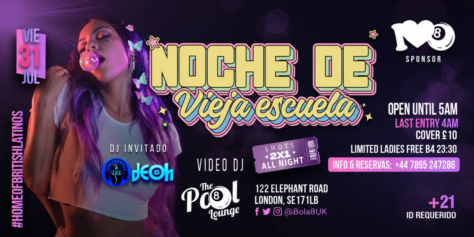 Noche de Vieja Escuela: REGGAETON, DEMBOW & LATIN HITS 🔥 at Bola 8 - The Pool Lounge