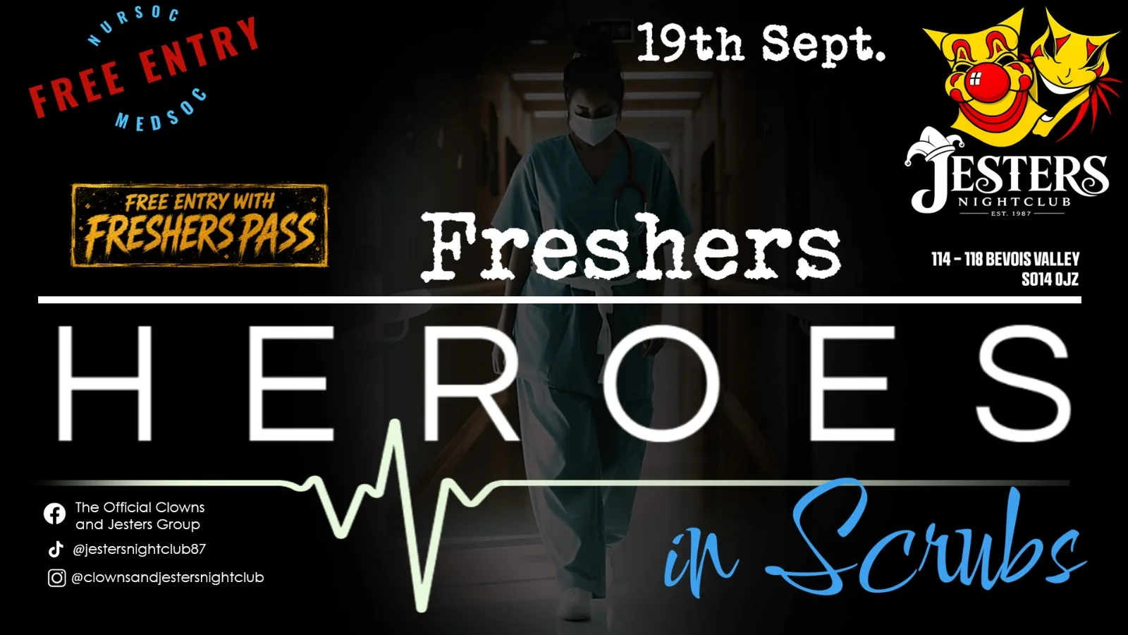 Freshers Heroes - 19th Sept at Clowns Wine Bar and Jesters Nightclub