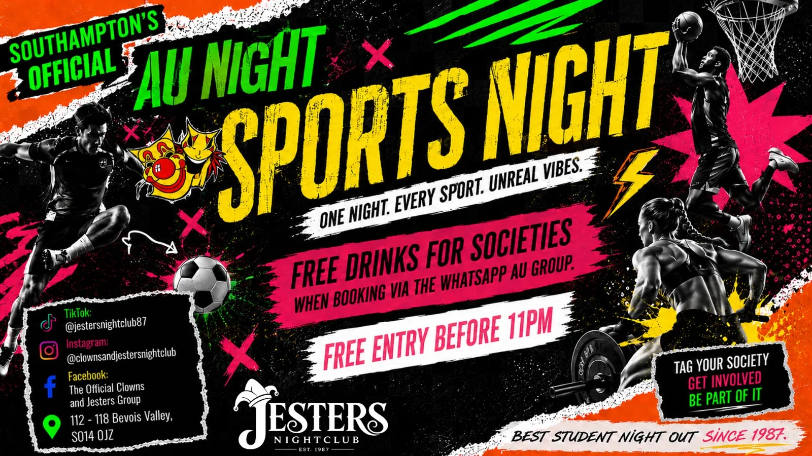 Southampton's AU Night – 16th Sept at Clowns Wine Bar and Jesters Nightclub