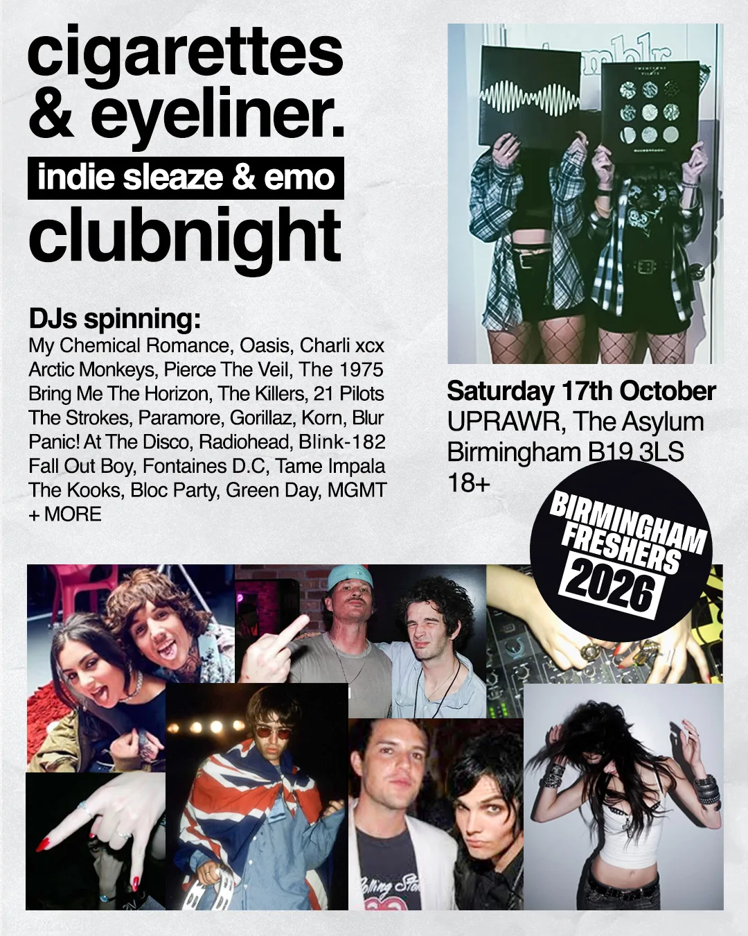 Cigarettes and Eyeliner 🖤 Indie Sleaze & Emo Clubnight ✨ Freshers 2026 🪩 at The Asylum Venue