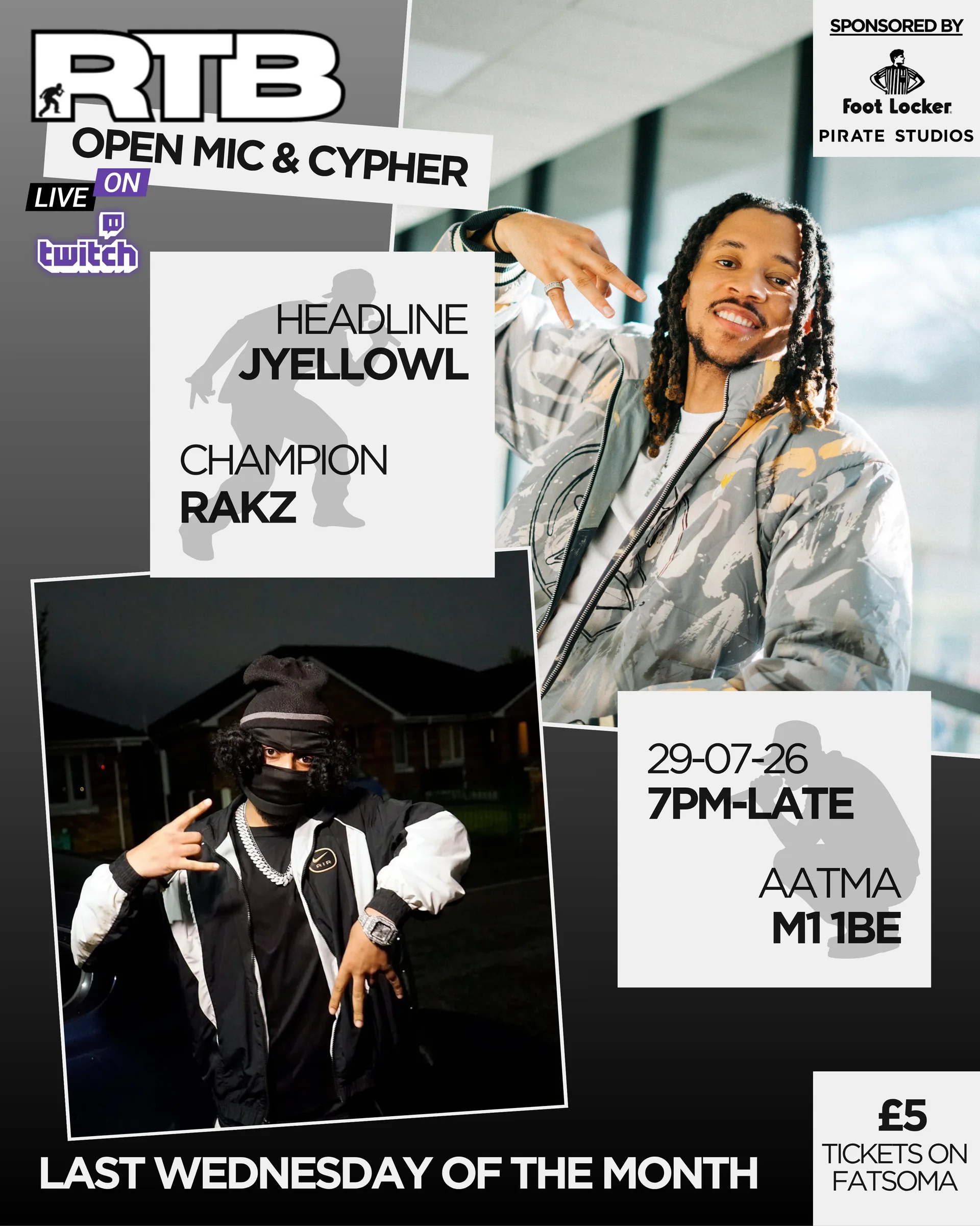 RTB Open Mic & Cypher - JYellowL Headline & Rakz Champion at Aatma