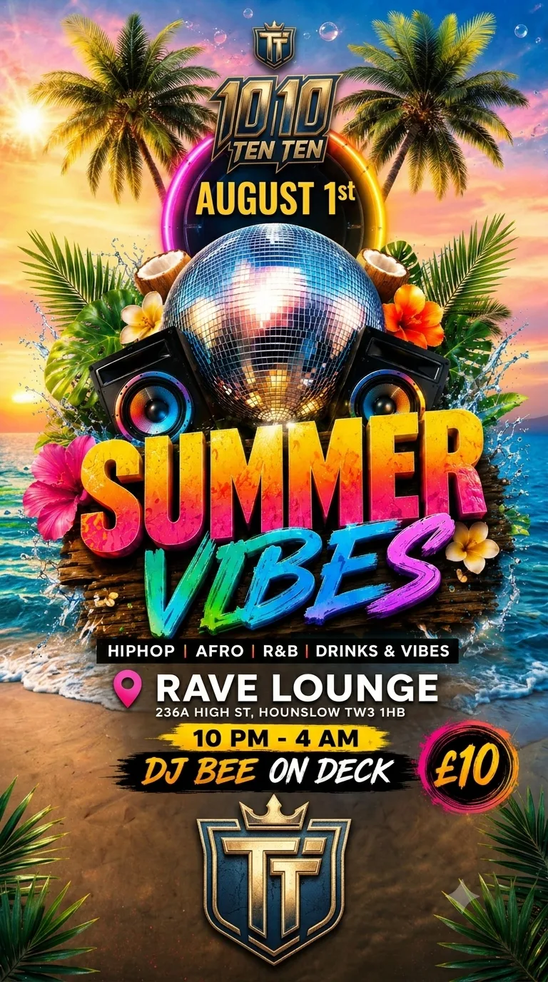 10/10 Summer Events Aug 1 at RAVE LOUNGE