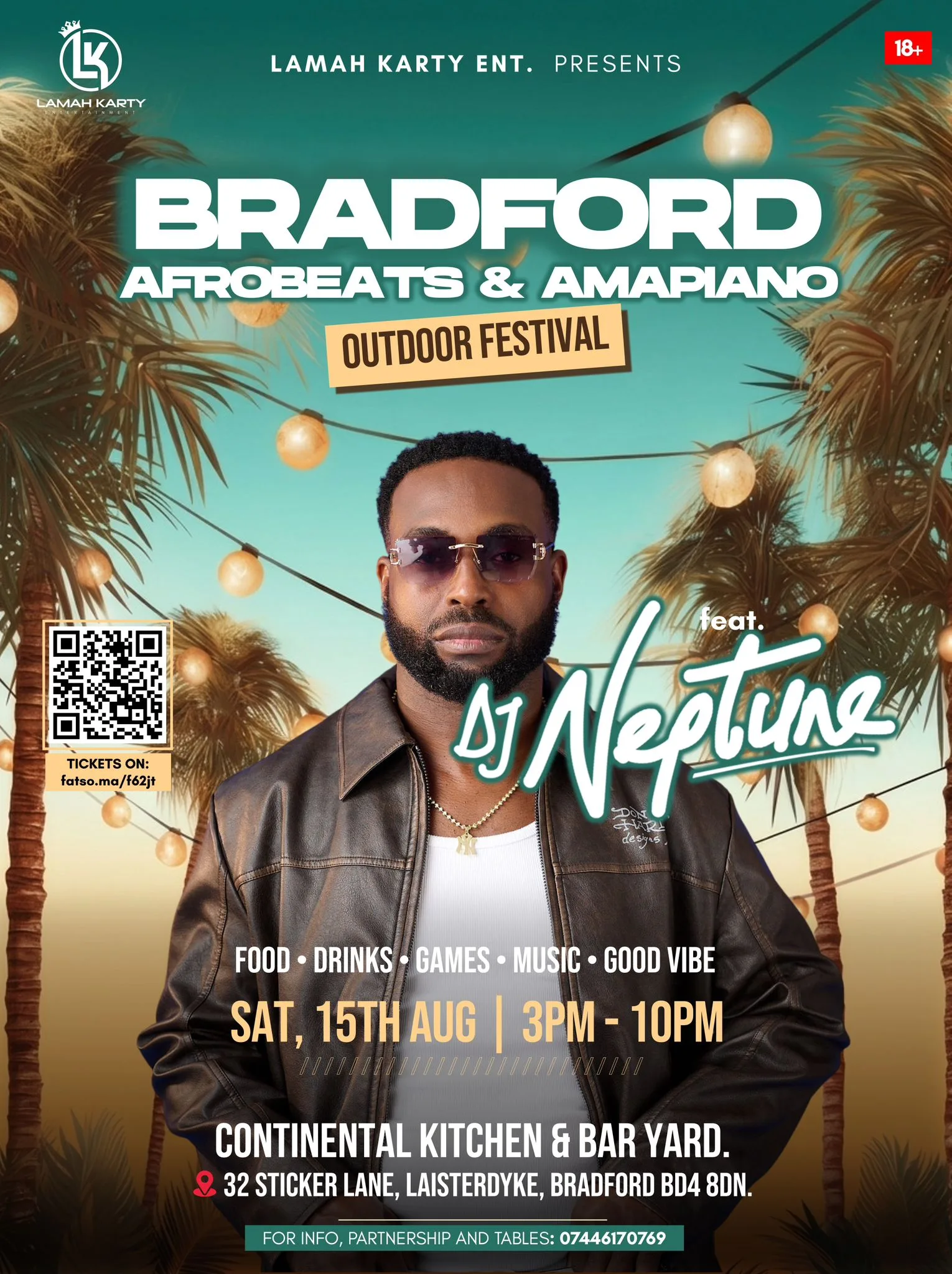 BRADFORD AFROBEATS & AMAPIANO OUTDOOR FESTIVAL FEATURING DJ NEPTUNE at Continental Kitchen & Bar