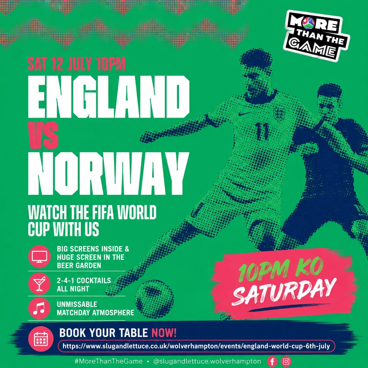 🏴 England vs Norway | FIFA World Cup Quarter-Final | Live at Slug & Lettuce Wolverhampton