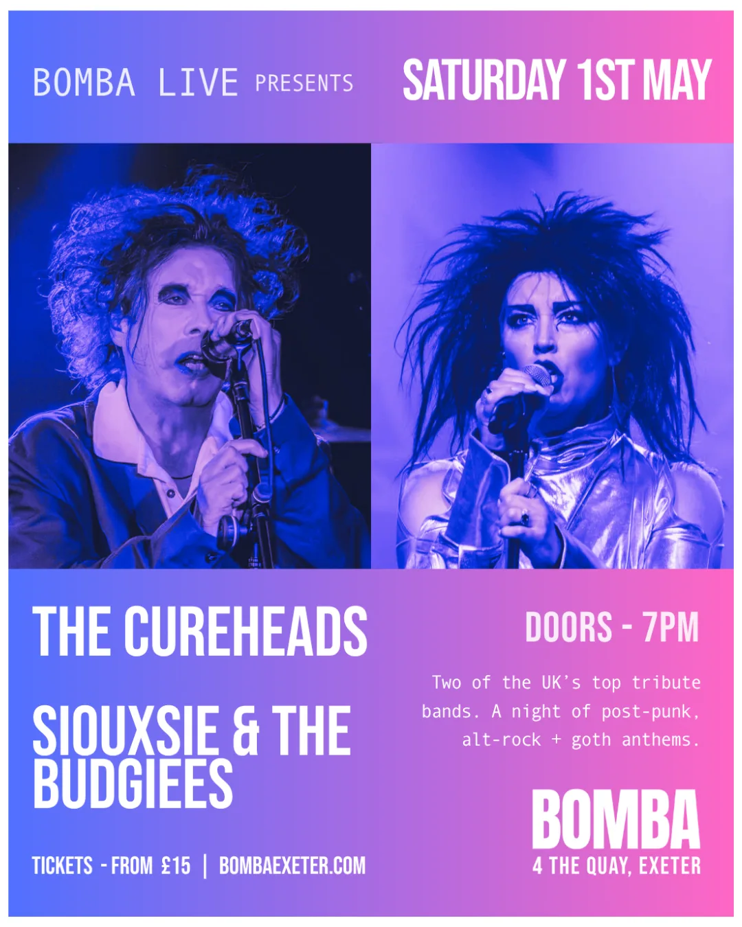 Bomba Live: The Cureheads + Siouxsie & The Budgiees | 01.05.27 | Exeter