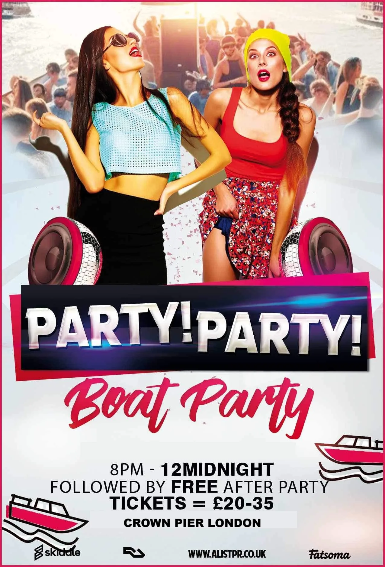 Party Party Boat Party this August Bank Holiday weekend + Free after-party - £15 flash sale at Crown Pier