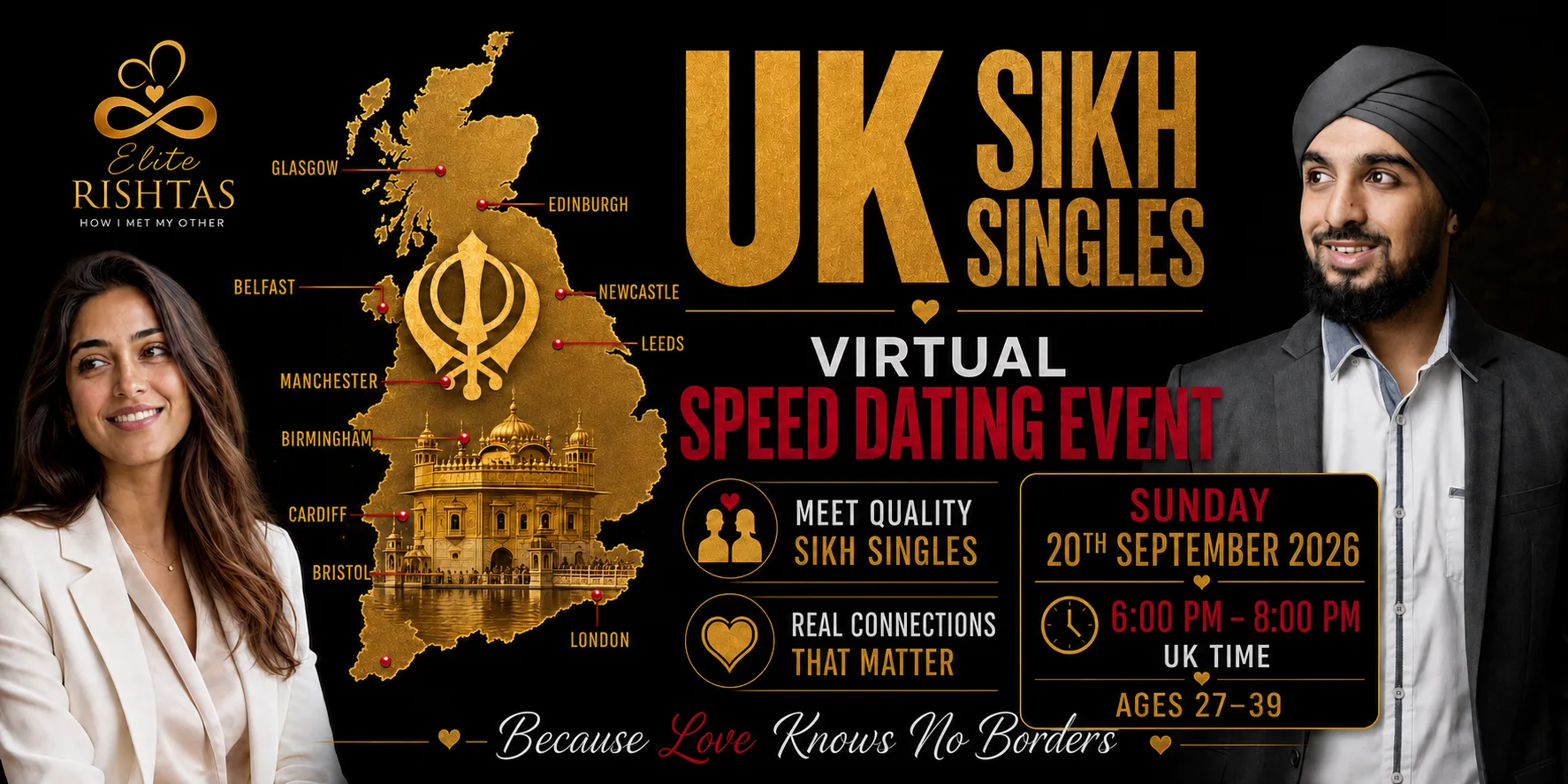 Online Speed Dating | For UK Sikh Singles (Ages 27 - 39) at Online Event