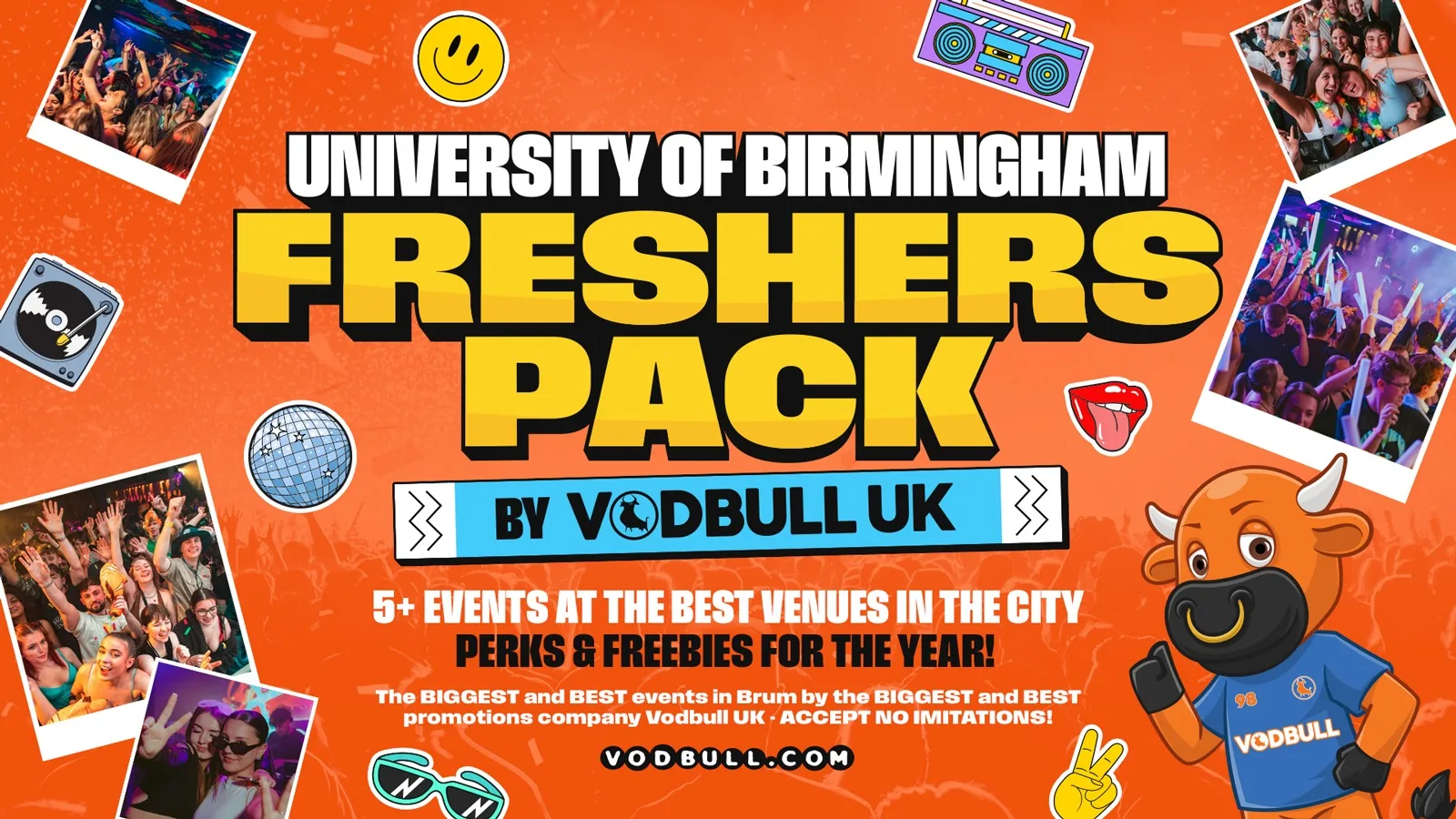 WELCOME TO BIRMINGHAM FRESHERS SPECIAL 2026⭐️ [🔟 MASSIVE EVENTS, 1️⃣ TICKET]  The Vodbull UK Uni of Birmingham Freshers Pack! at Various Venues 