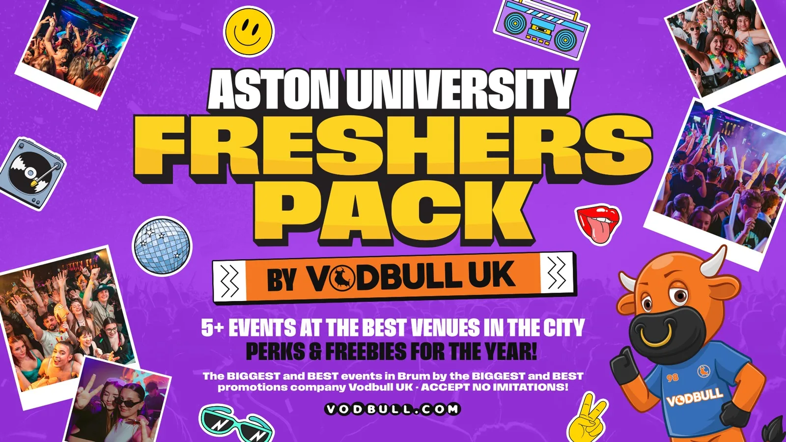 WELCOME TO BIRMINGHAM FRESHERS SPECIAL 2026⭐️ 🔟 MASSIVE EVENTS, 1️⃣ TICKET] The Vodbull UK Aston Uni Freshers Pack! at Various Venues 