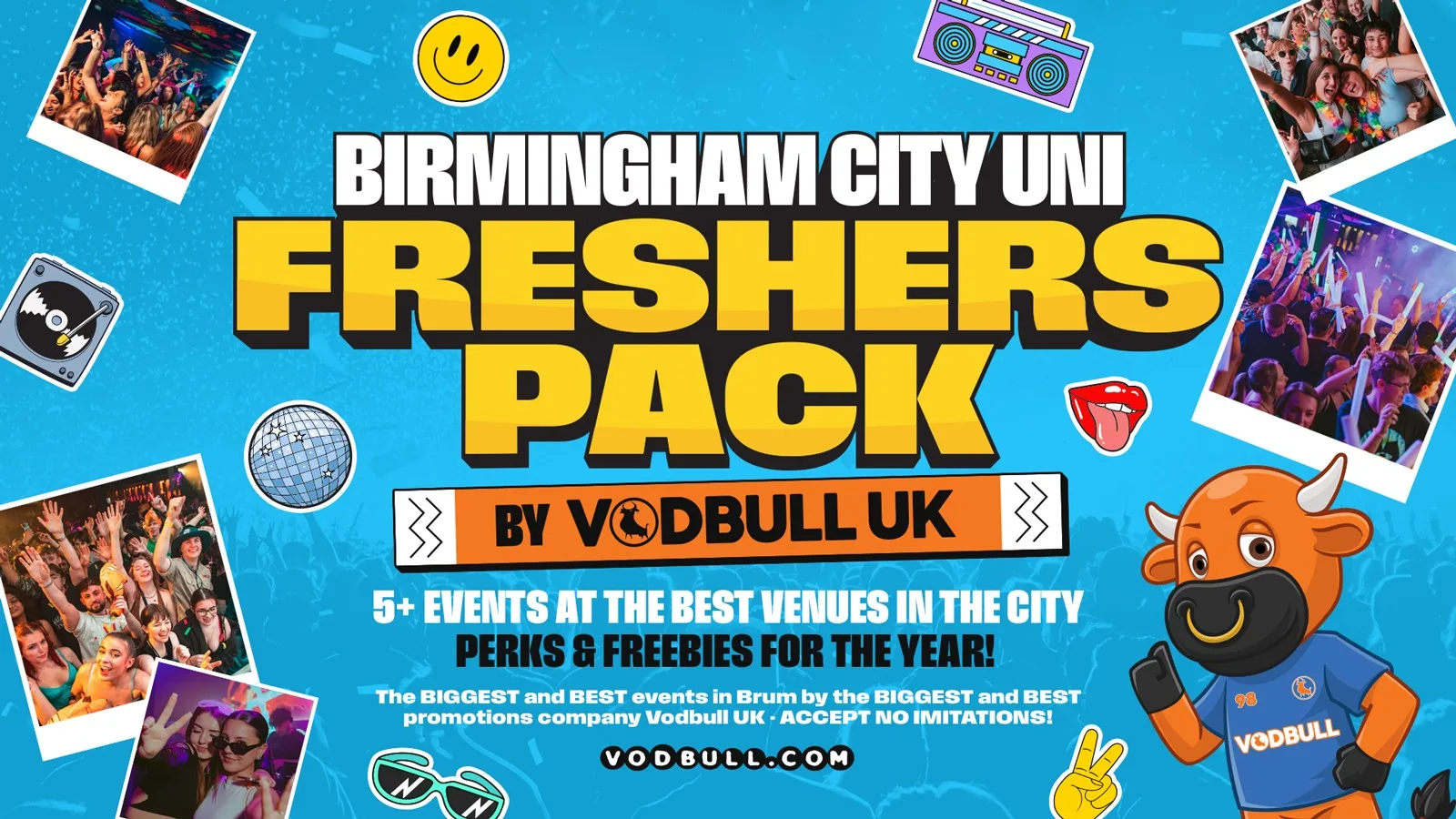 WELCOME TO BIRMINGHAM FRESHERS SPECIAL 2026!!⭐️🔟 MASSIVE EVENTS, 1️⃣ TICKET] The Vodbull UK Birmingham City Uni Freshers Pack! at Various Venues 