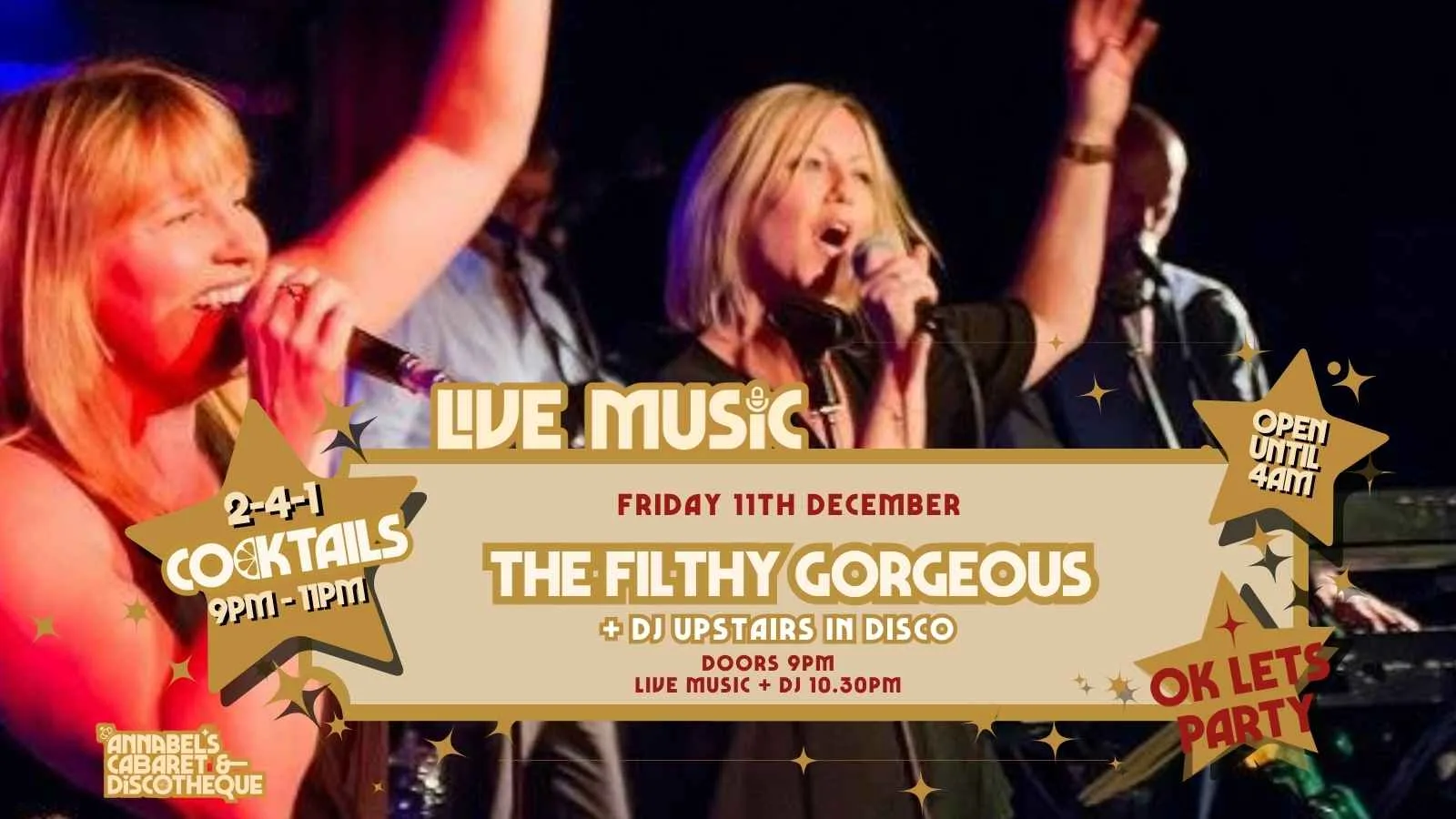 Live Music: THE FILTHY GORGEOUS // Annabel’s Cabaret & Discotheque at Annabel's Cabaret and Discotheque