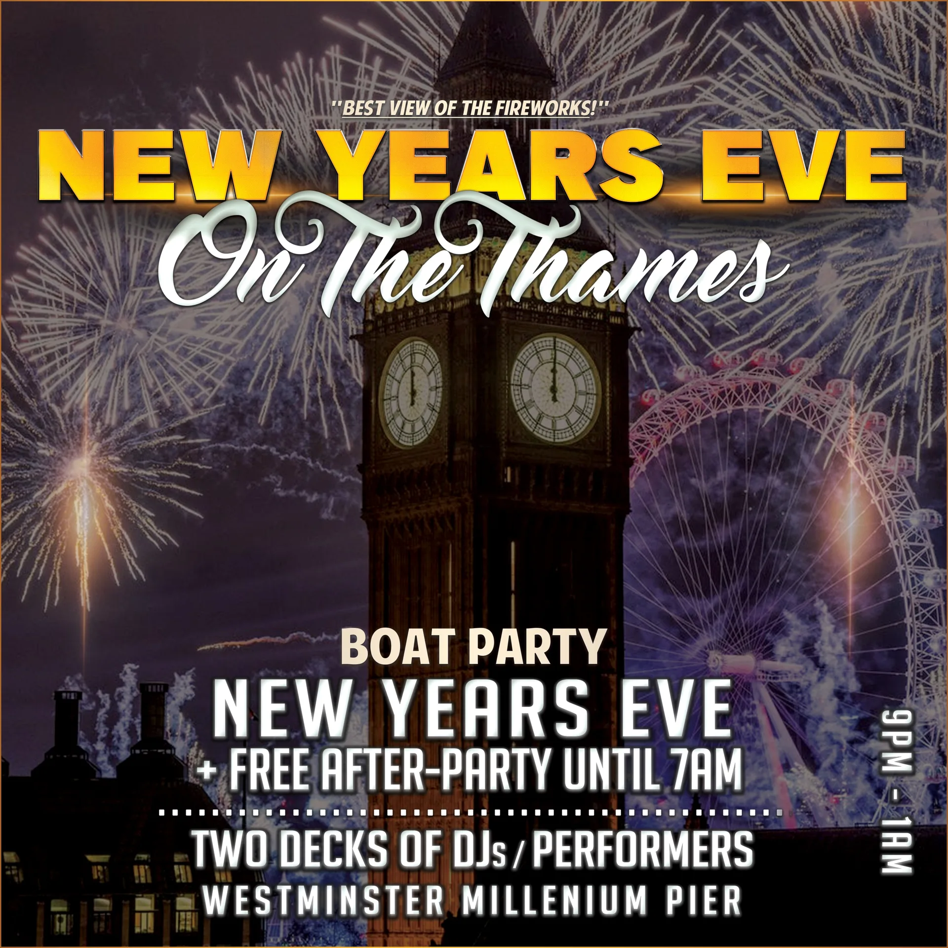 Fireworks on the Thames - The ultimate New Years Eve party / 2026/27 - selling out