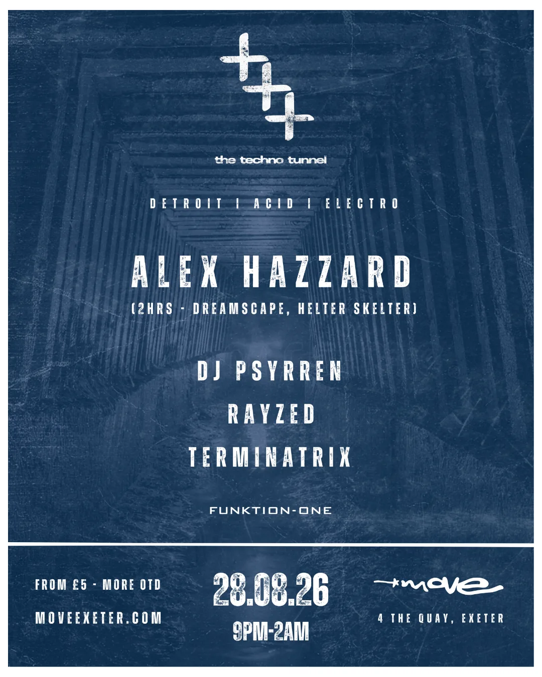 The Techno Tunnel | 28.08.26 | ALEX HAZZARD + more | Move Exeter at Move