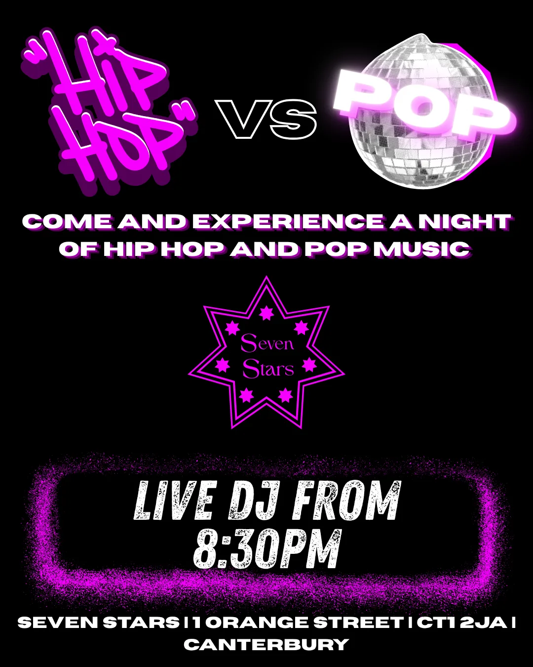 🎤🔥 FRIDAY NIGHT FACE OFF: HIP-HOP VS POP 🔥🎤 at Seven Stars
