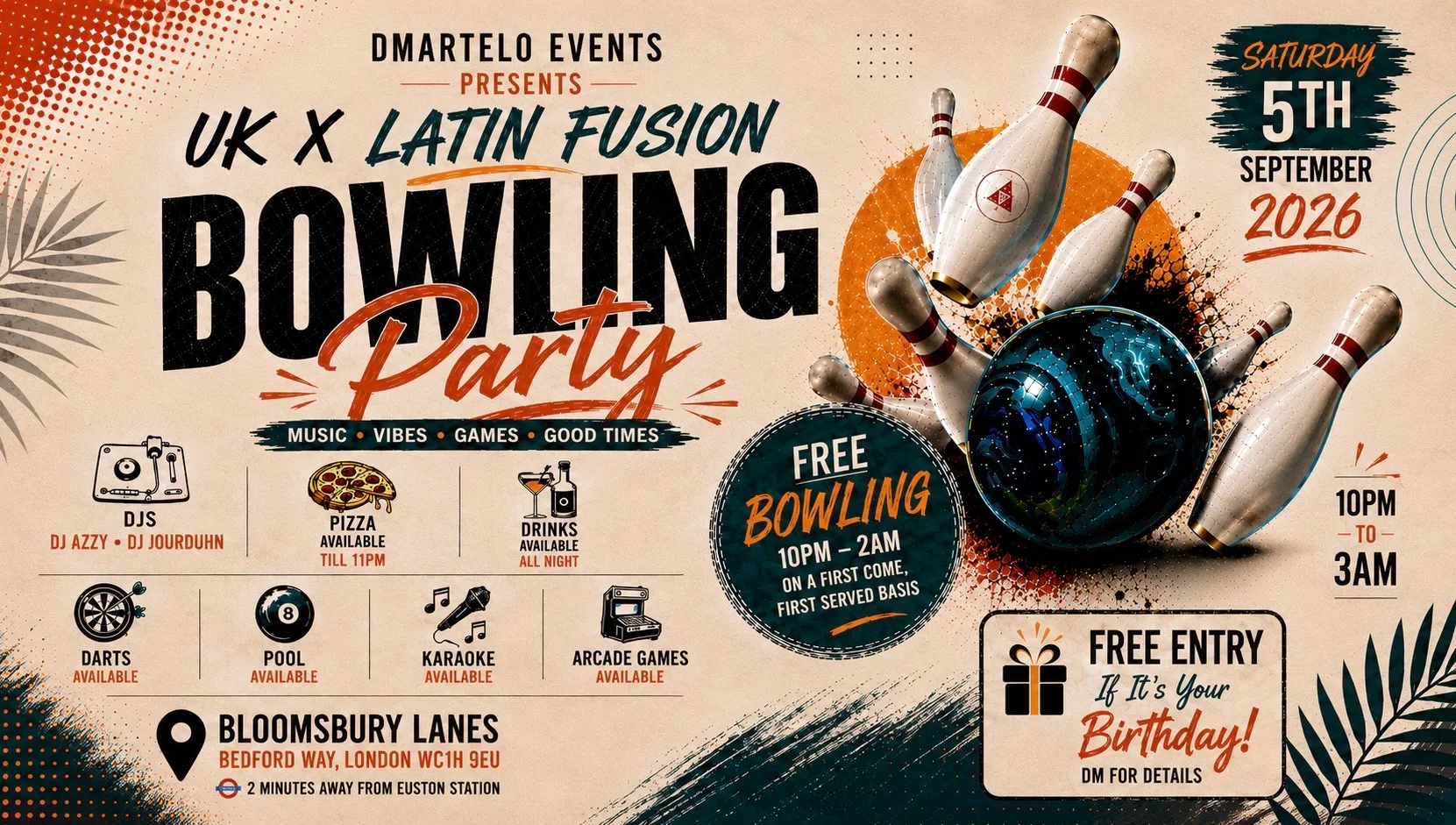 UK x Latin Fusion Bowling Party at Bloomsbury Lanes