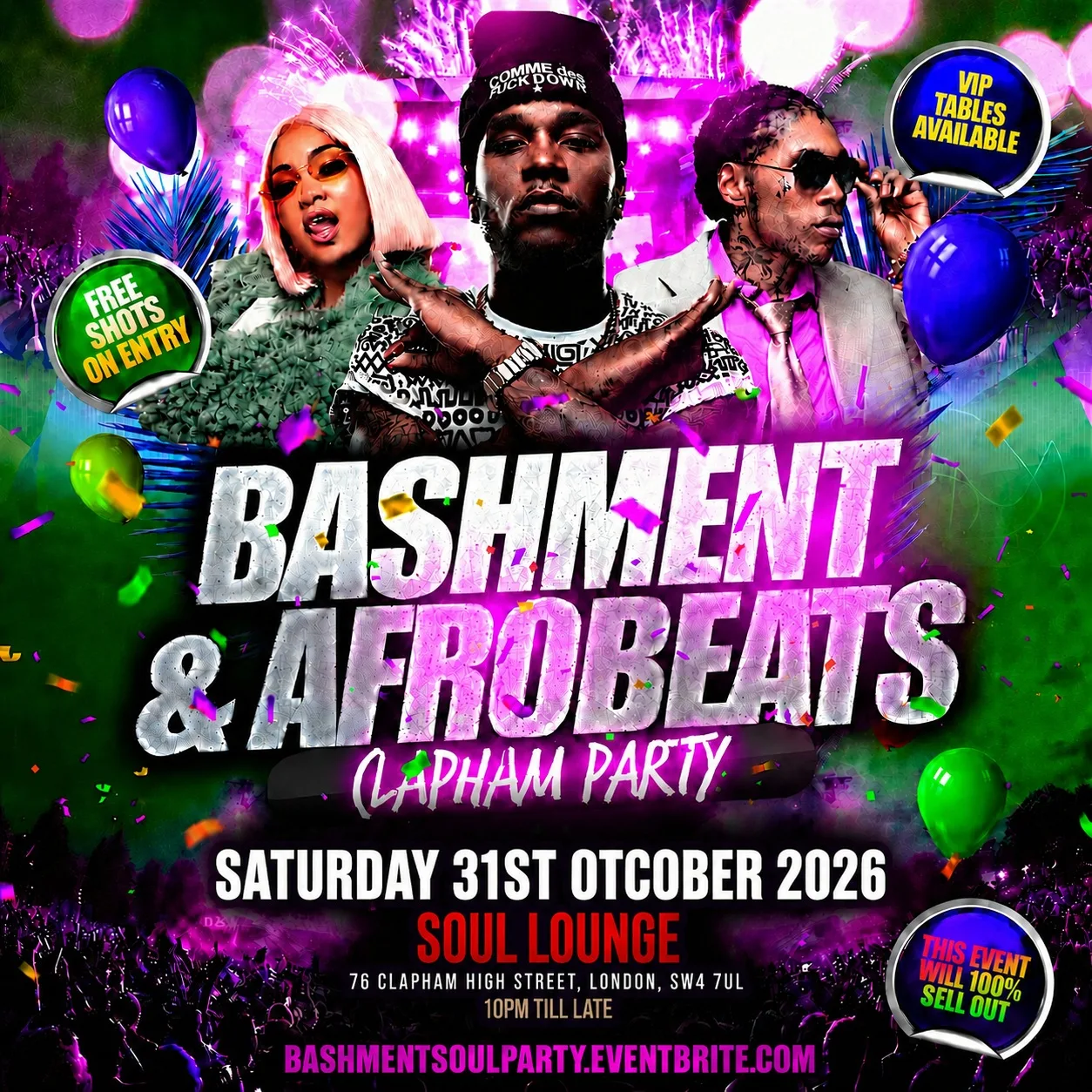 Bashment & Afrobeats Clapham Party - Everyone Free Before 12AM