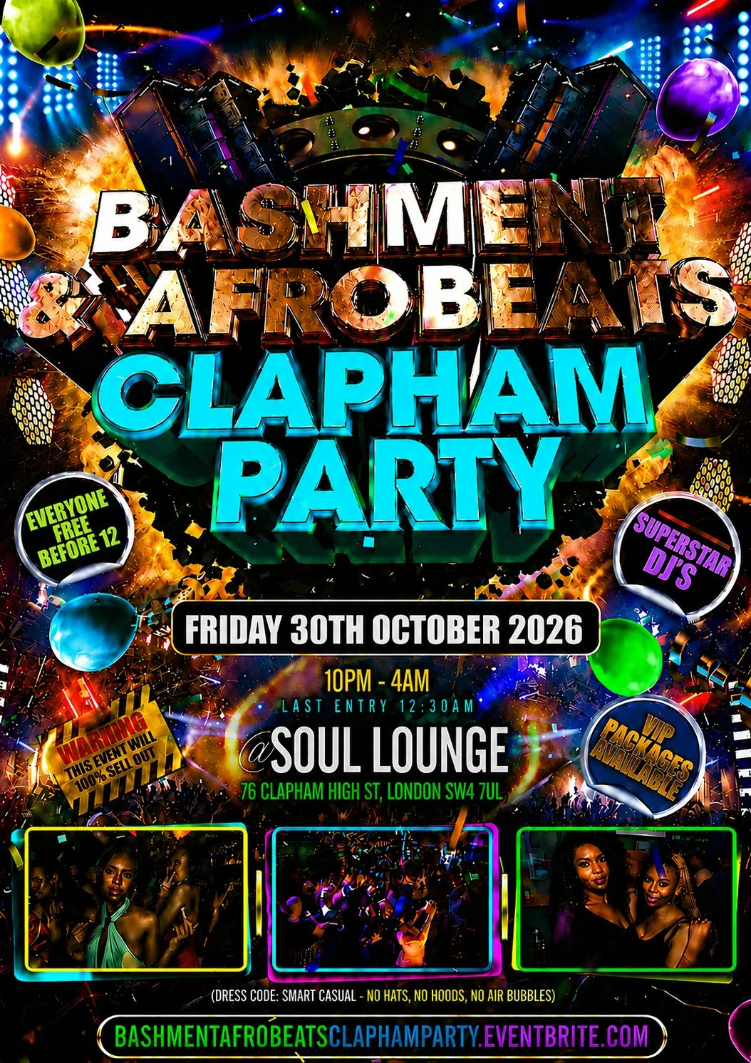 Bashment & Afrobeats Clapham Party - Everyone Free Before 12AM