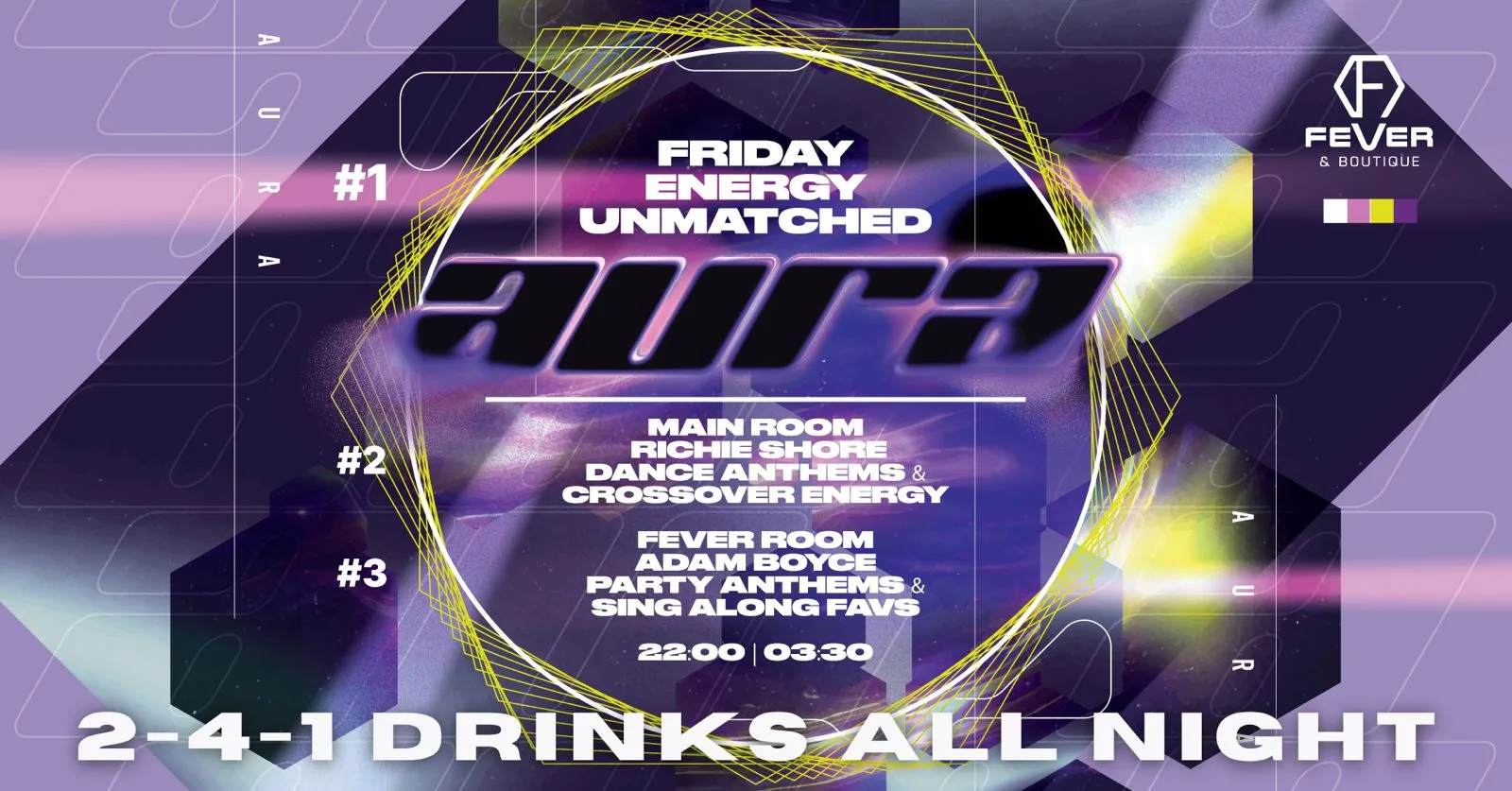 AURA with two for one drinks all night at Fever - Exeter