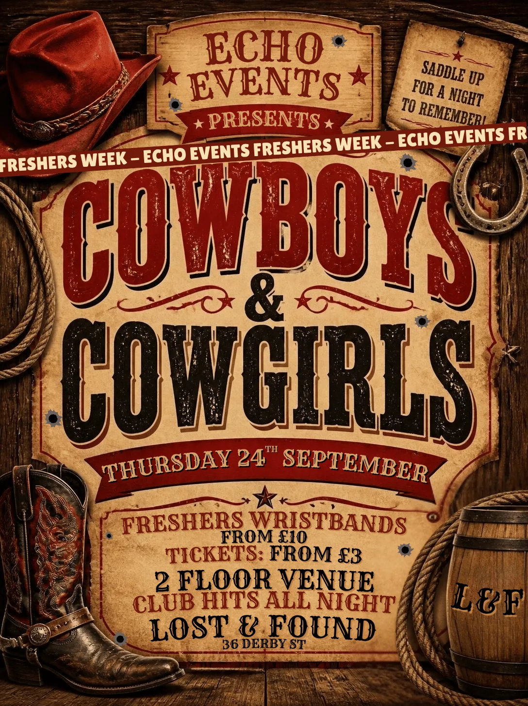 EGDE HILL FRESHERS 2026 - COWBOY & COWGIRLS