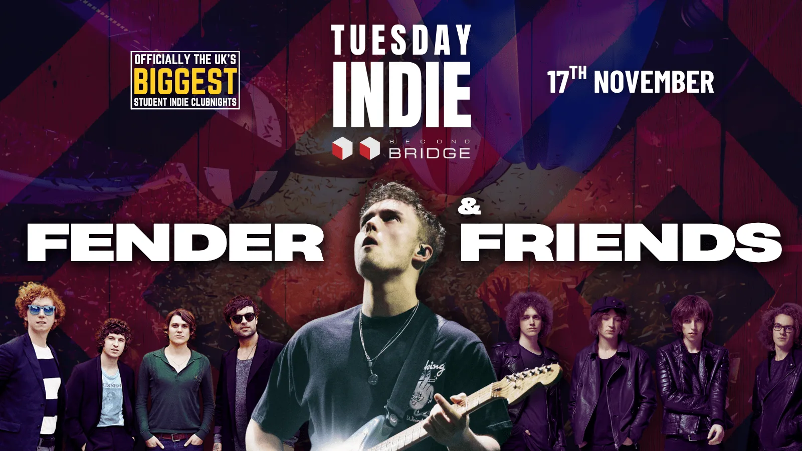 Tuesday Indie FENDER & FRIENDS SPECIAL at Second Bridge - 17th November at Second Bridge