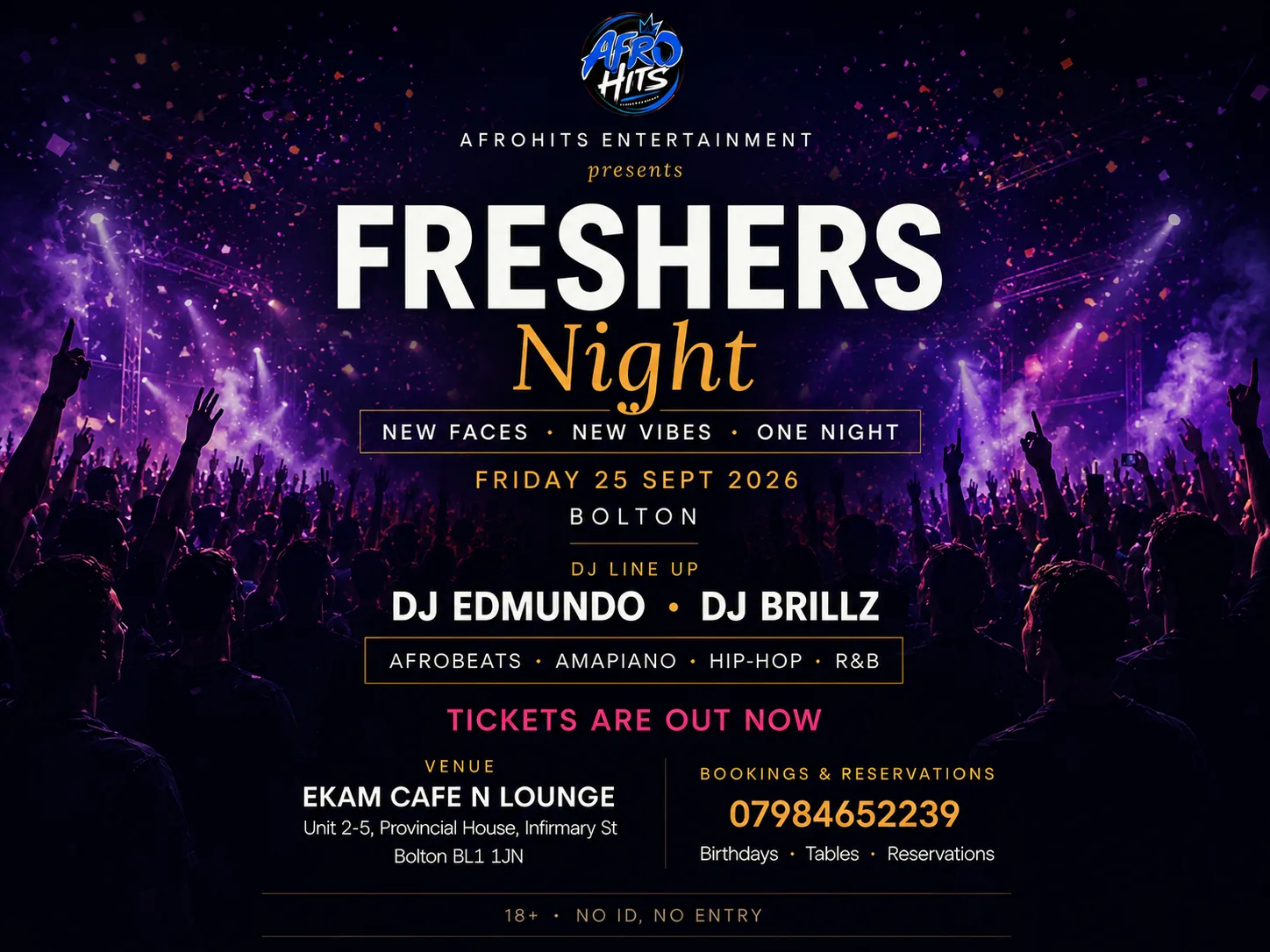 FRESHERS NIGHT LIVE IN BOLTON - 25th September 2026.