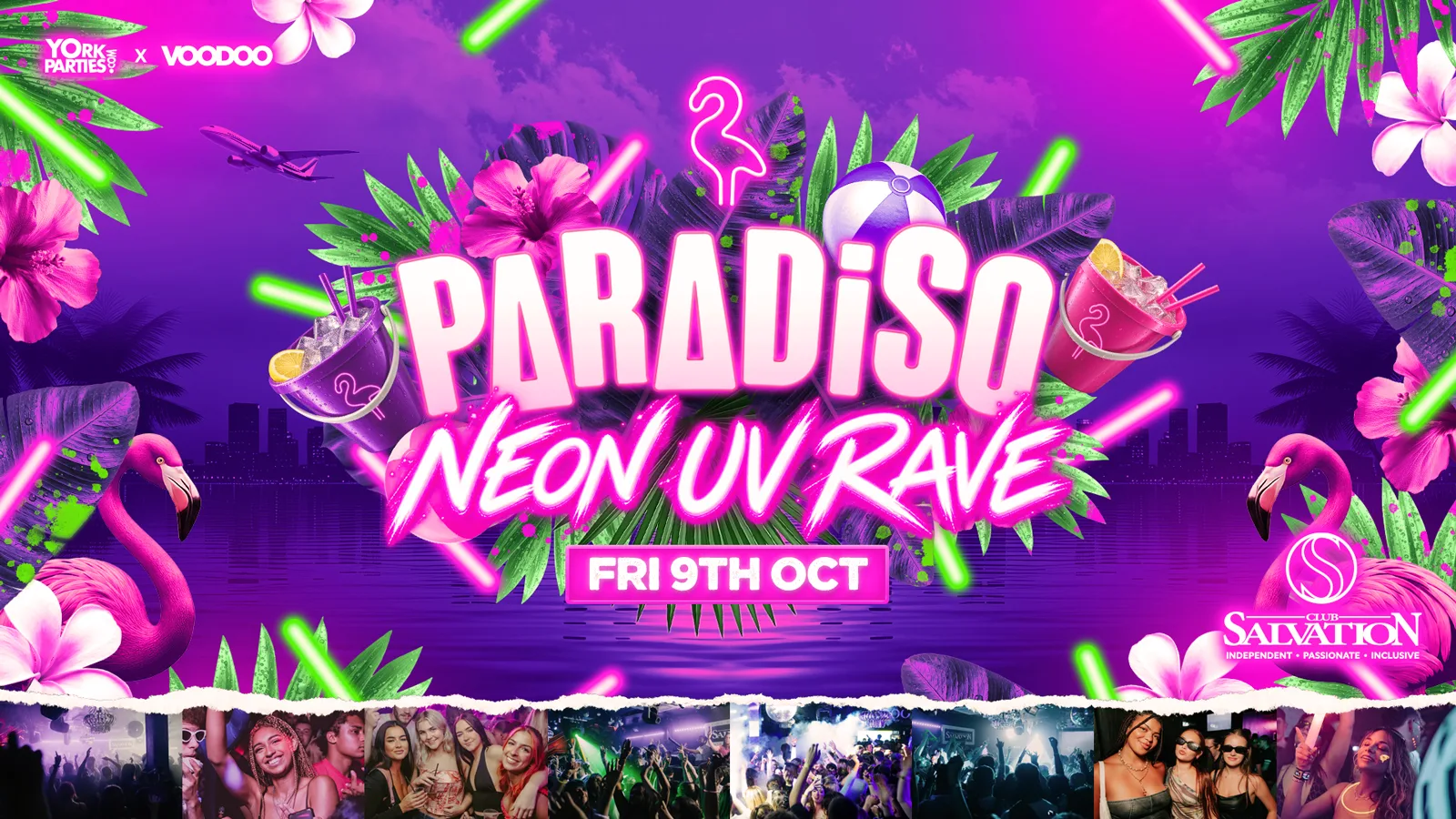PARADISO FRIDAYS Neon UV Rave ✨🎆🦩 at Club Salvation
