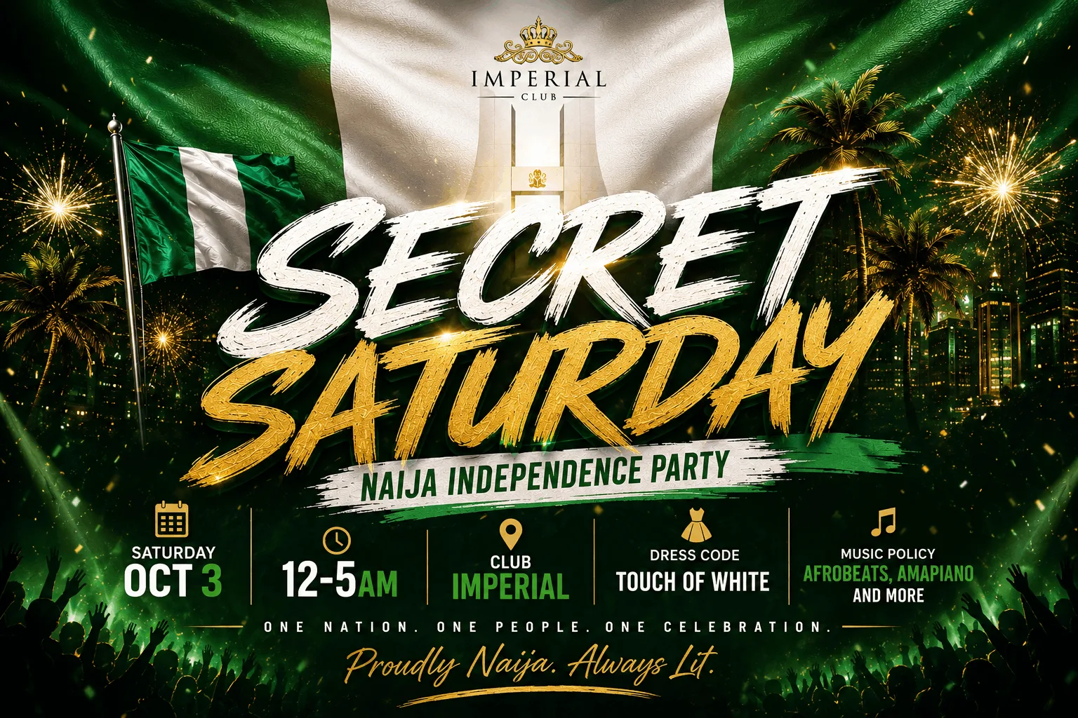 SECRET SATURDAY: NAIJA INDEPENDENCE PARTY at IMPERIAL Nightclub