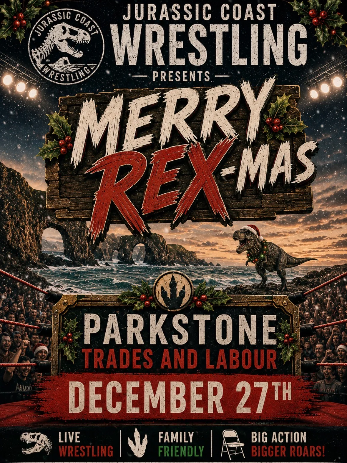Jurassic coast Pro Wrestling Presents MerryRex-Mas at Parkstone Trades & Labour Club