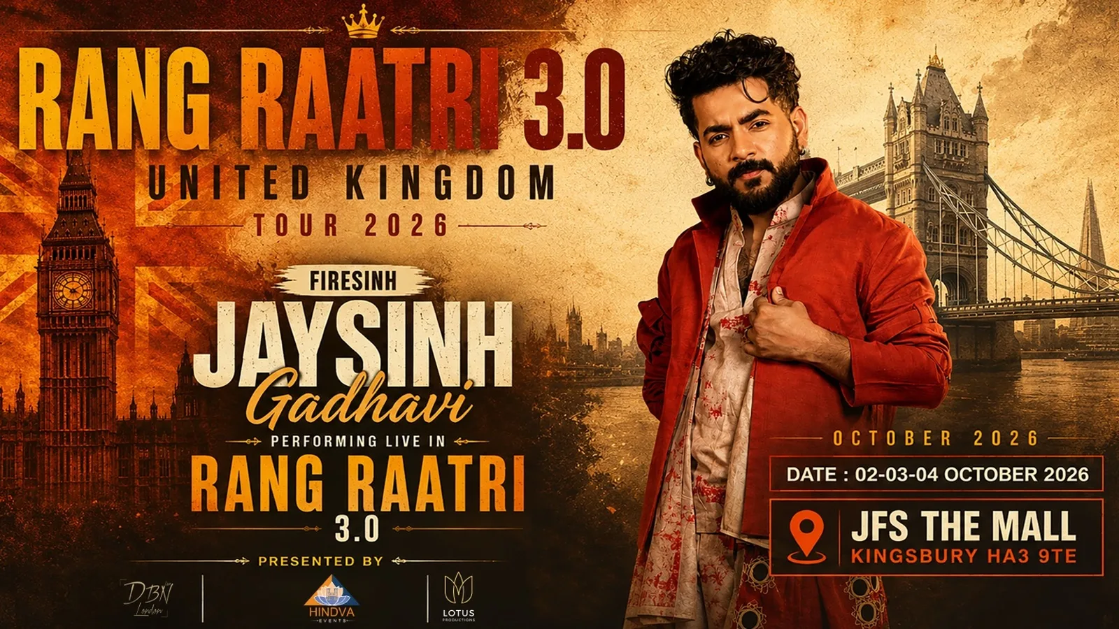 Rang Ratri 3.0 with Jaysinh Gadhvi (Friday - 2nd Oct) at JFS School
