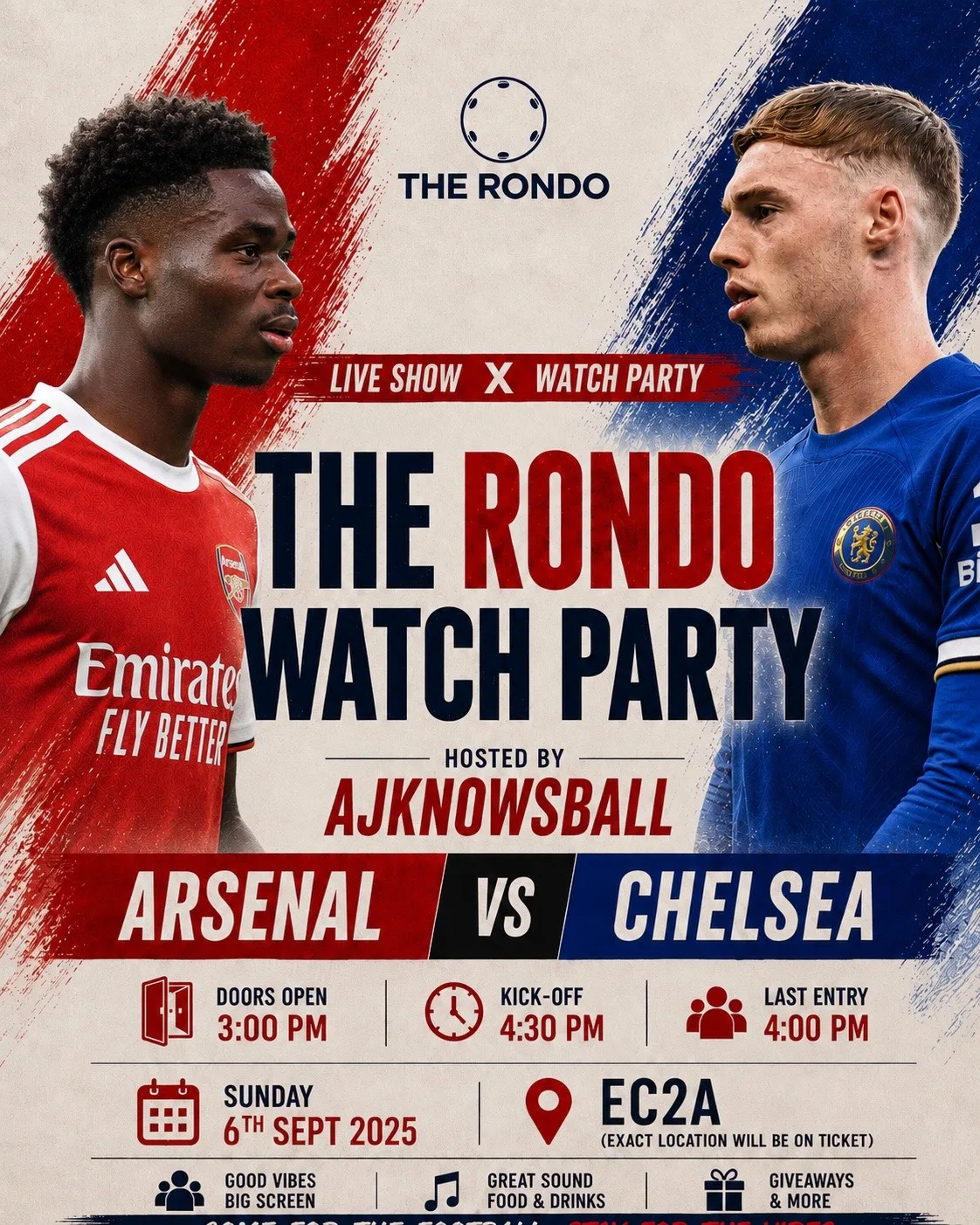 Arsenal vs Chelsea: Rondo Watch Party! at The 1 Bar