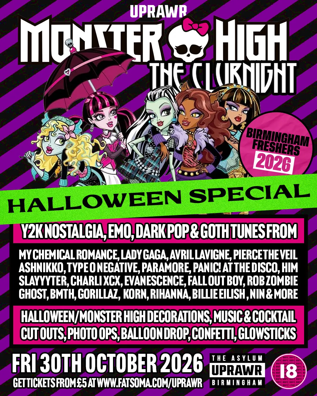 Monster High HALLOWEEN 🧛🏻‍♀️ Friday 30th October 2026 🎃 UPRAWR Birmingham at The Asylum Venue