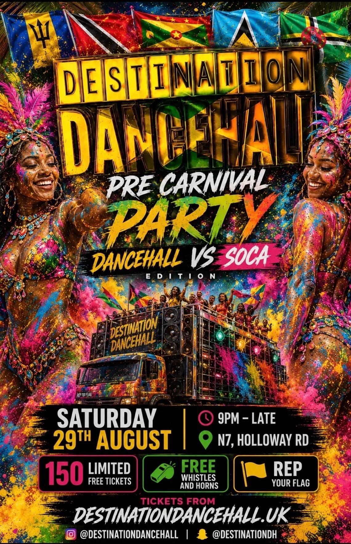 DestinationDancehall | Dancehall Vs Soca | Pre Carnival Party at N7 London