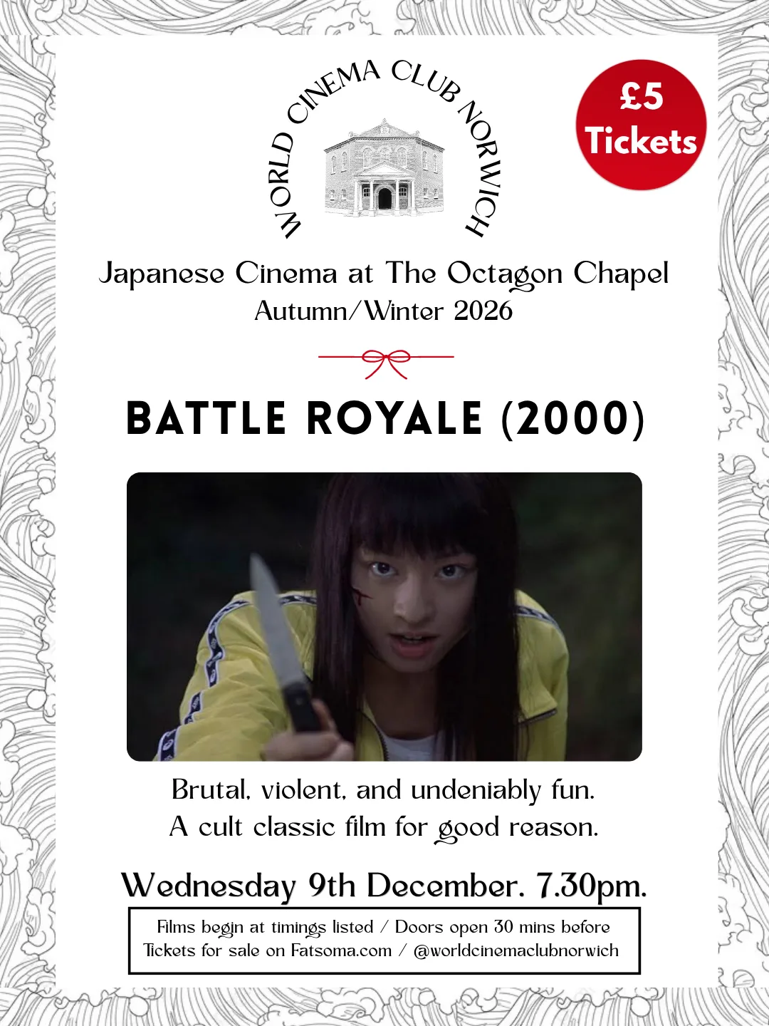 World Cinema Club Norwich Presents Battle Royale at Octagon Unitarian Chapel