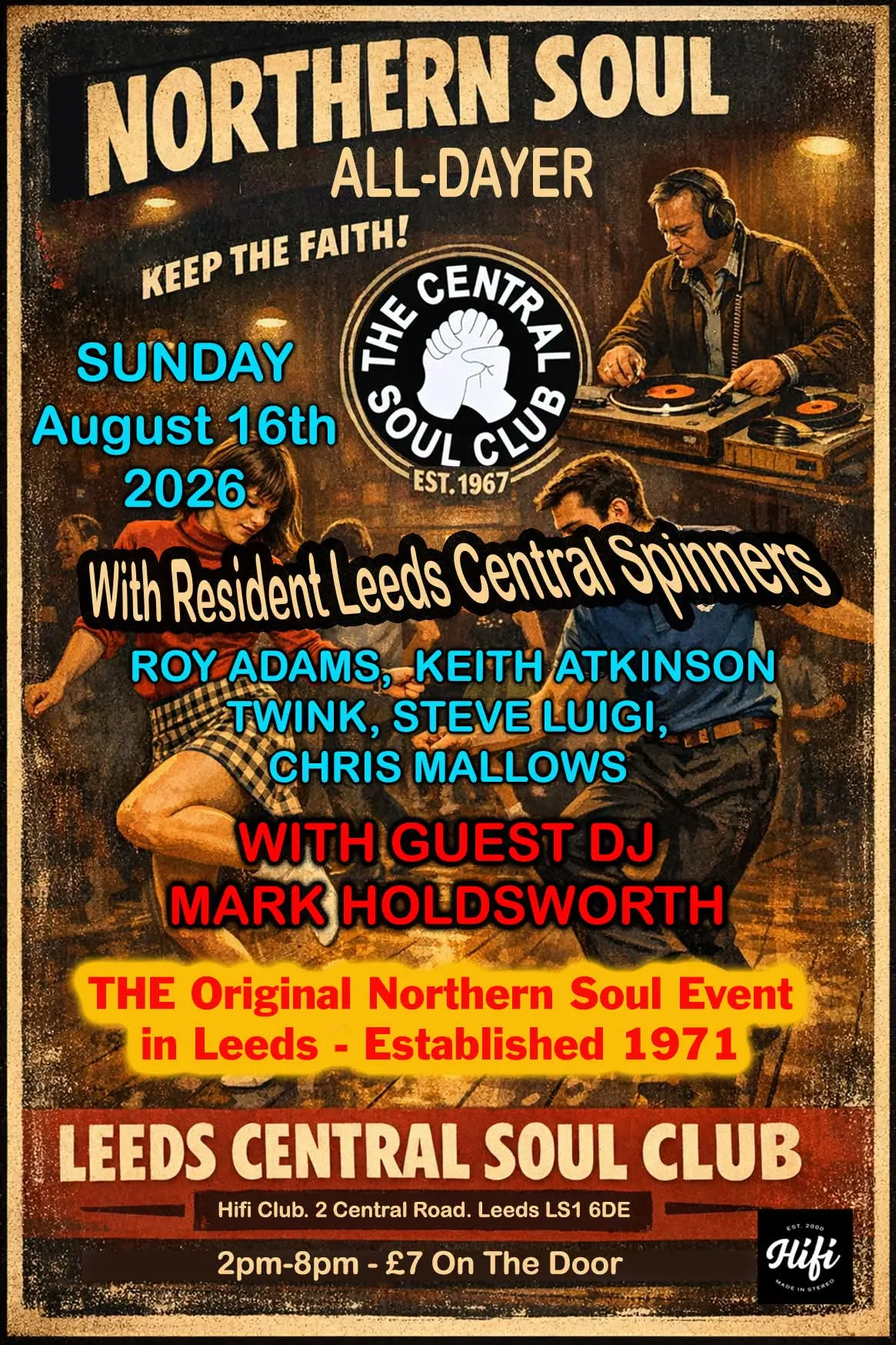Leeds Central Soul Club Northern Soul All-Dayer August 2026