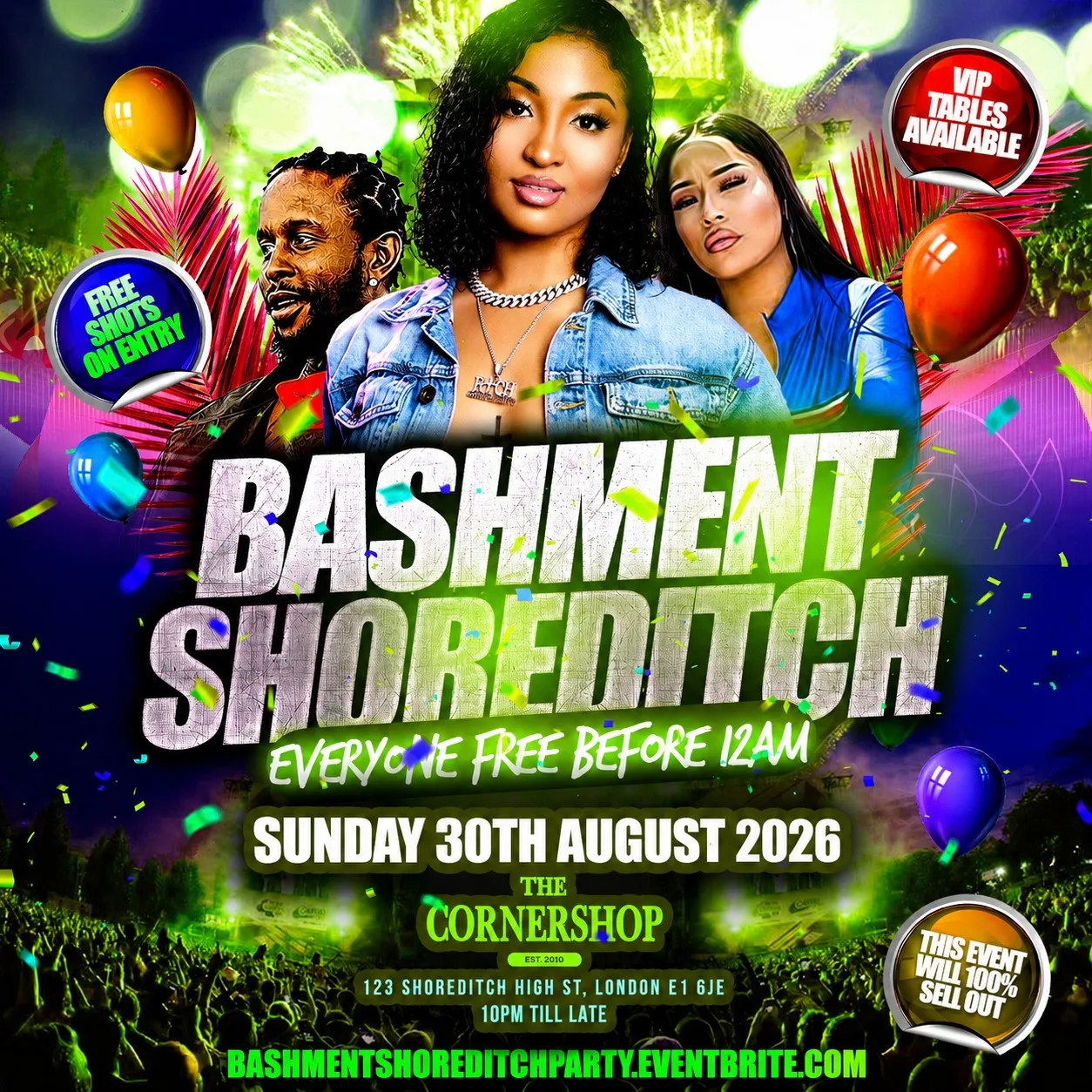 Bashment Shoreditch Party - Free Before Midnight at The Cornershop Bar