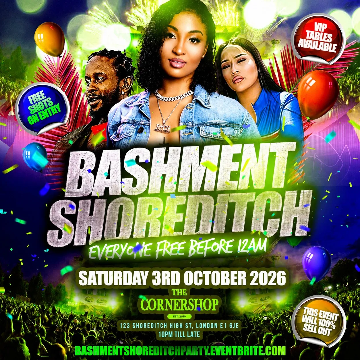 Bashment Shoreditch Party - Free Before Midnight at The Cornershop Bar