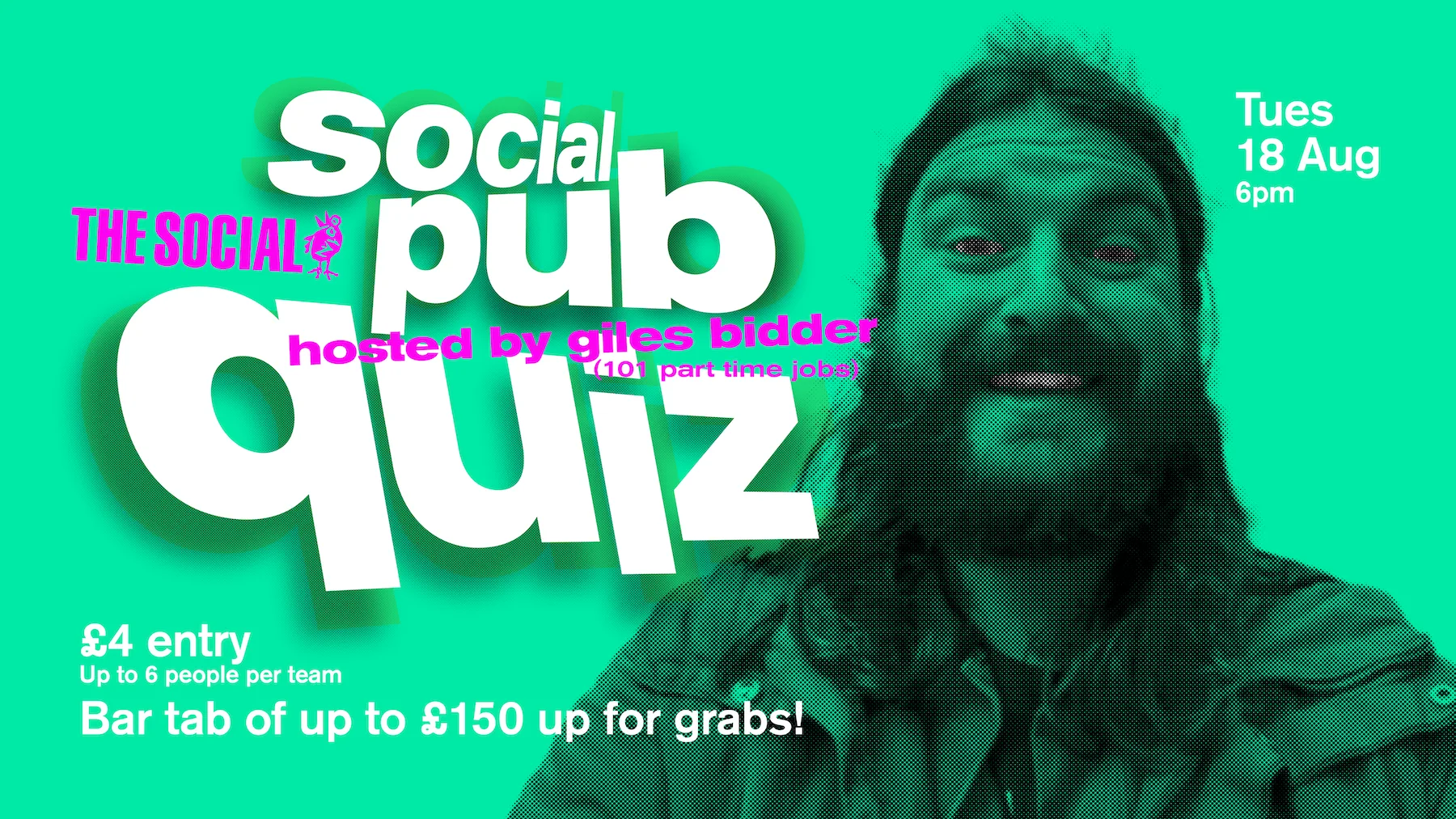 The Social Pub Quiz: Hosted by Giles Bidder at The Social