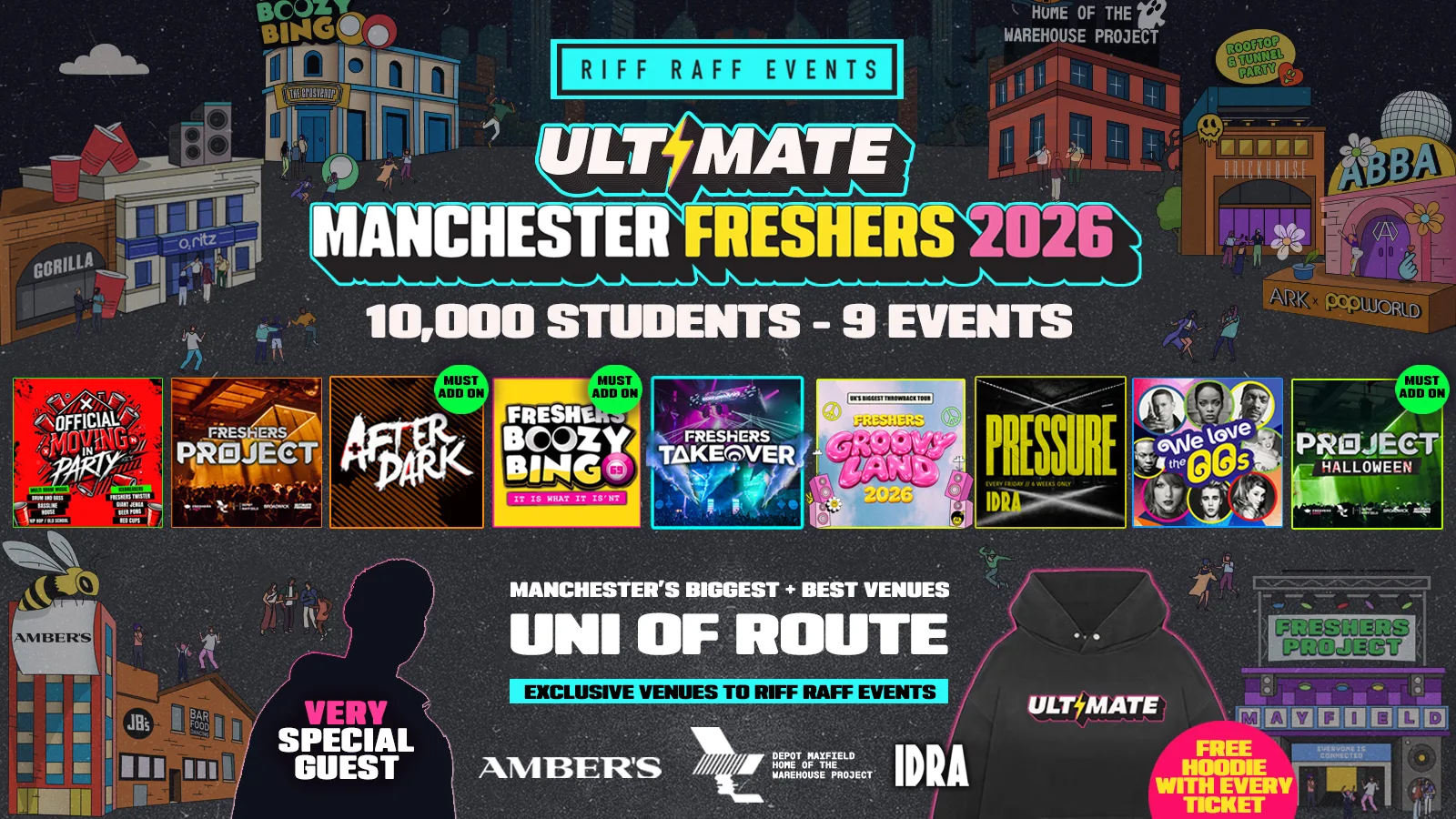 ULTIMATE RIFF RAFF FRESHERS 2026 ⚡️ UNI OF ROUTE - Official Student Partners with BoohooMAN 👕 Free Hoodie + Huge Artist with Every Ticket - Sold Out 15 Years Running!