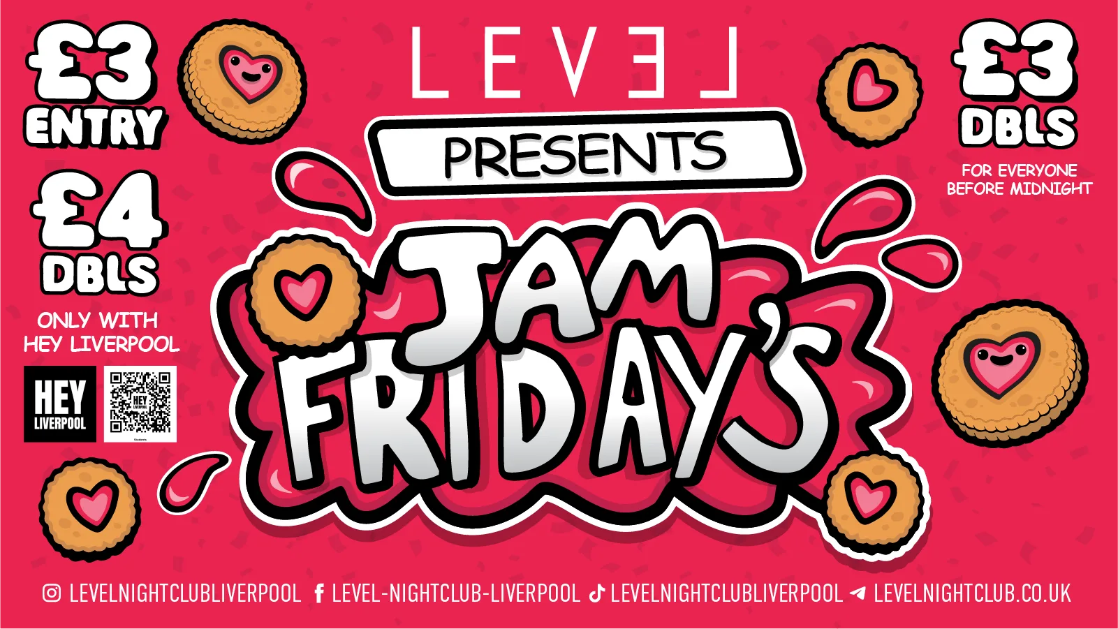 JAM FRESHERS FRIDAYS -£3 DOUBLES BEFORE MIDNIGHT £4 DOUBLES AFTER LIVERPOOL at LEVEL Nightclub Liverpool